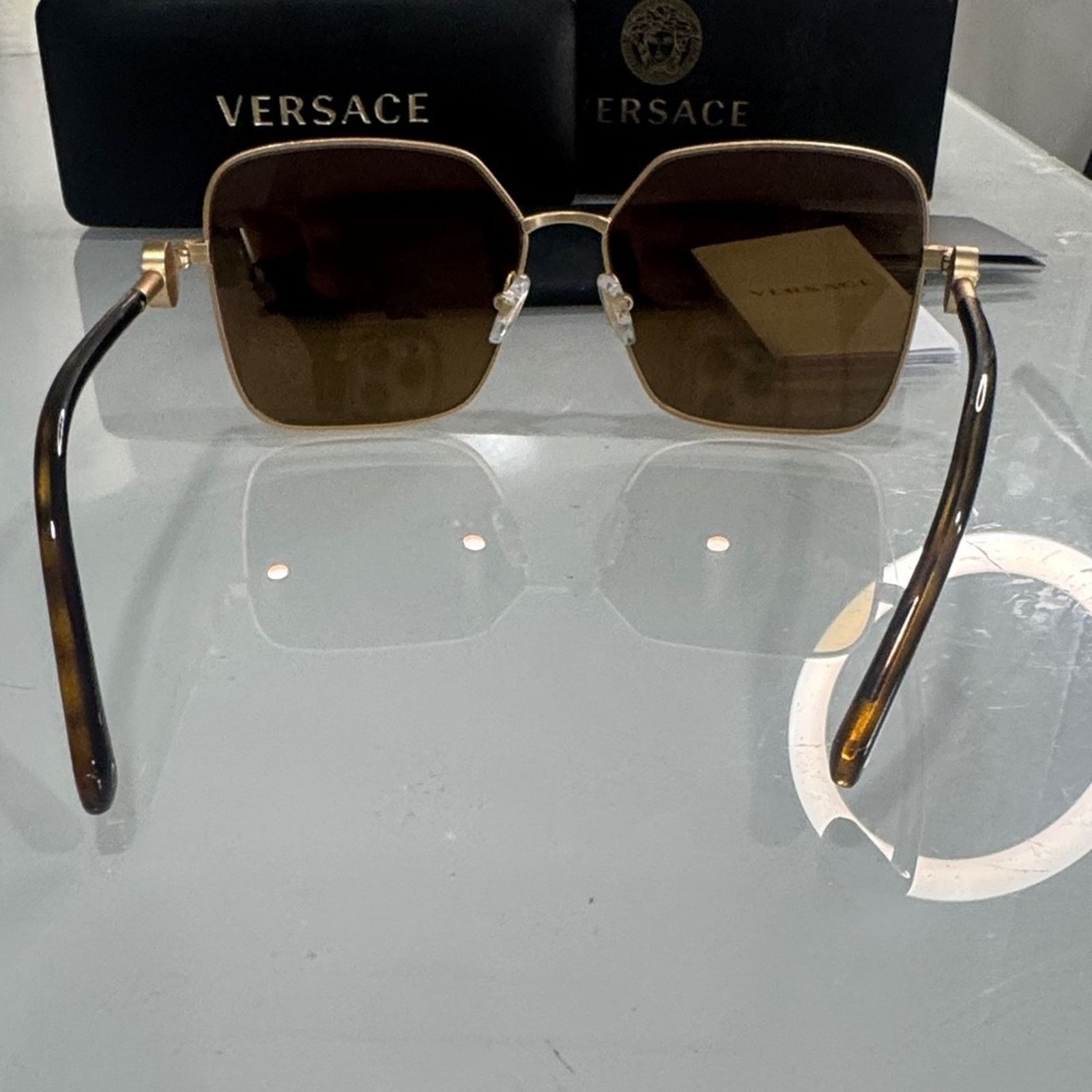 Versace Versace Women’s Gold Frame Sunglasses with Mirror Lenses Size ONE SIZE - 6 Thumbnail