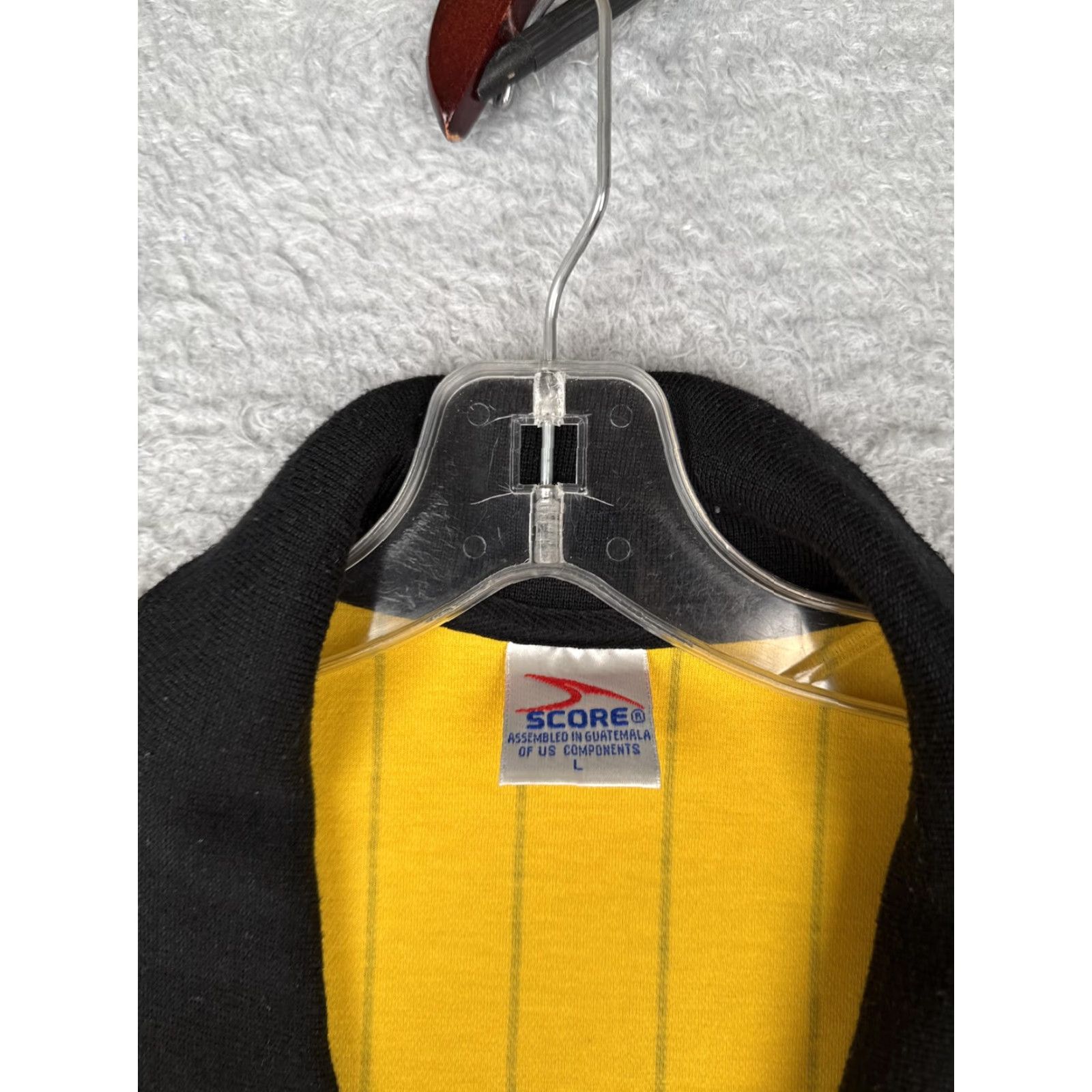 Vintage Score Referee Shirt Mens Large Yellow Black Striped Soccer Jersey Top Pockets Size US L / EU 52-54 / 3 - 7 Thumbnail