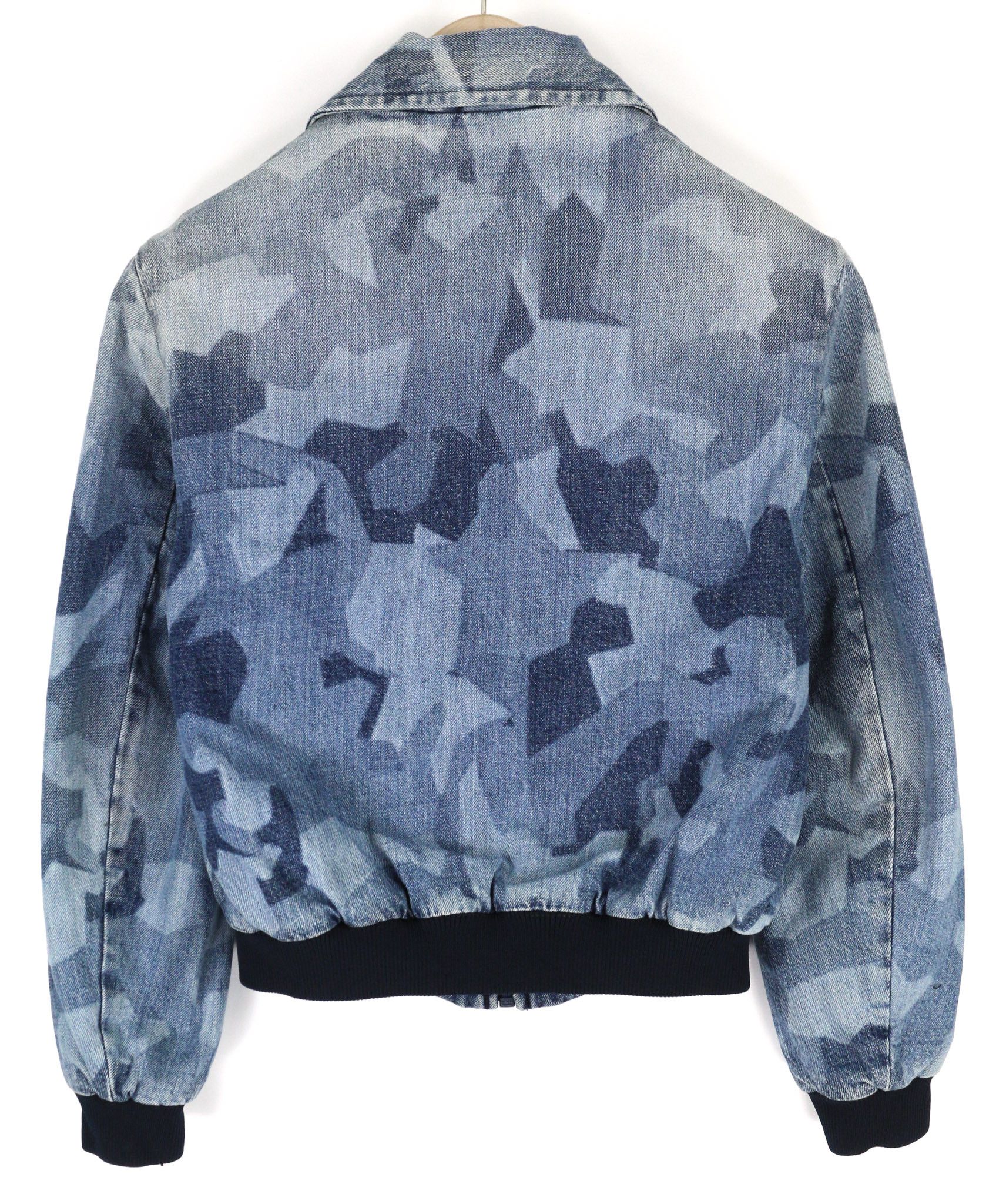 Nudie Jeans GUDRUN CAMO DENIM S Blue Cotton Bomber Jacket 81103 Size S / US 4 / IT 40 - 2 Thumbnail
