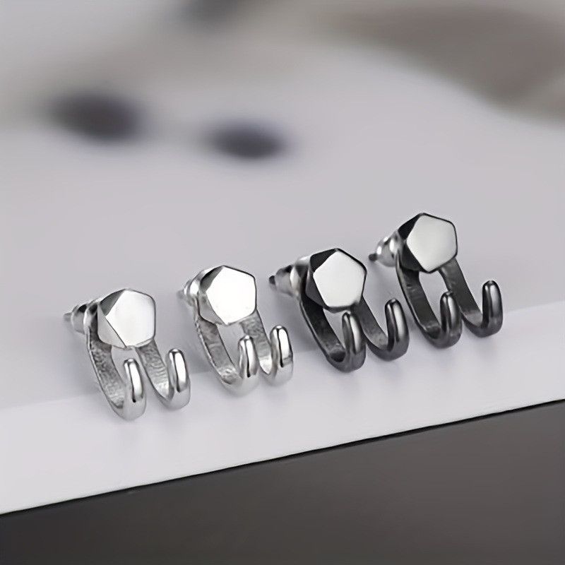 Jewelry Hip-hop Earrings One Pairs Chrome Jewelry Size ONE SIZE - 4 Thumbnail