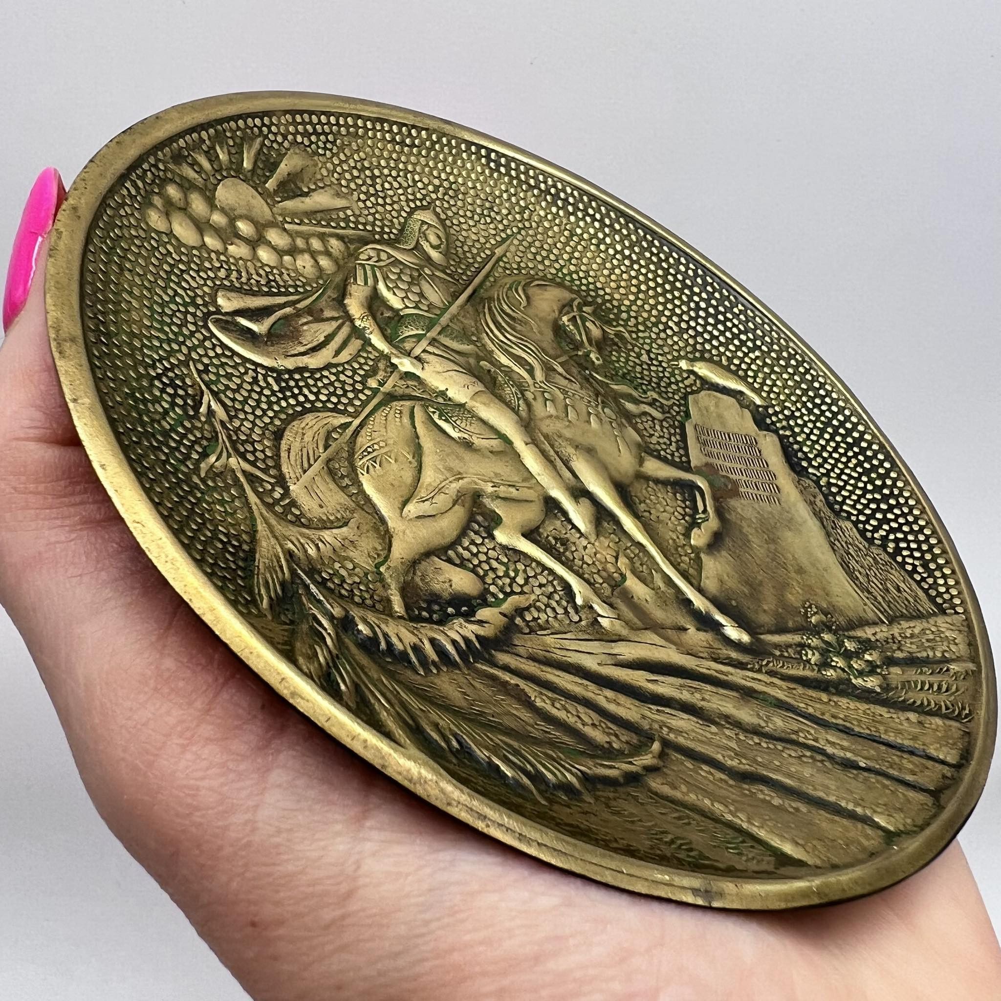 Vintage Vintage soviet Wall Plate Ashtray Brass Myth Fairytale Folk Size ONE SIZE - 6 Thumbnail