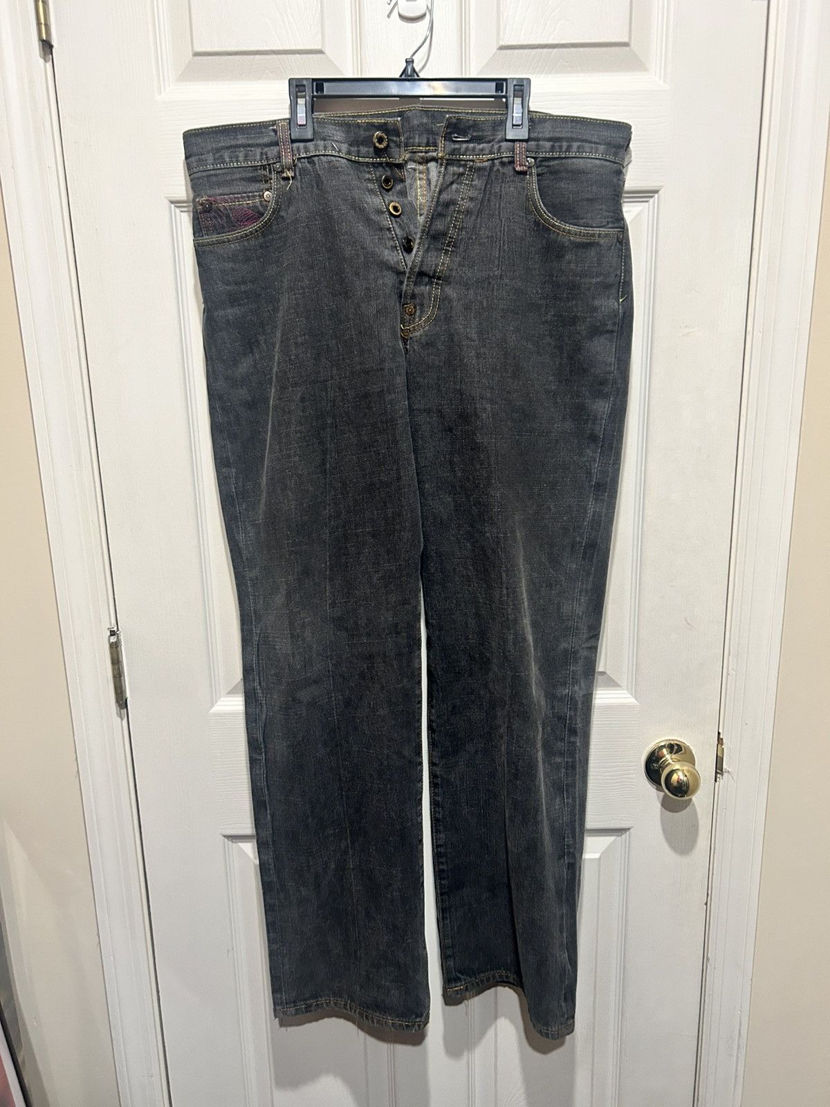 Japanese Brand Vintage Japanese Washed Denim Ed Hardy Styled Size US 33 - 1 Thumbnail