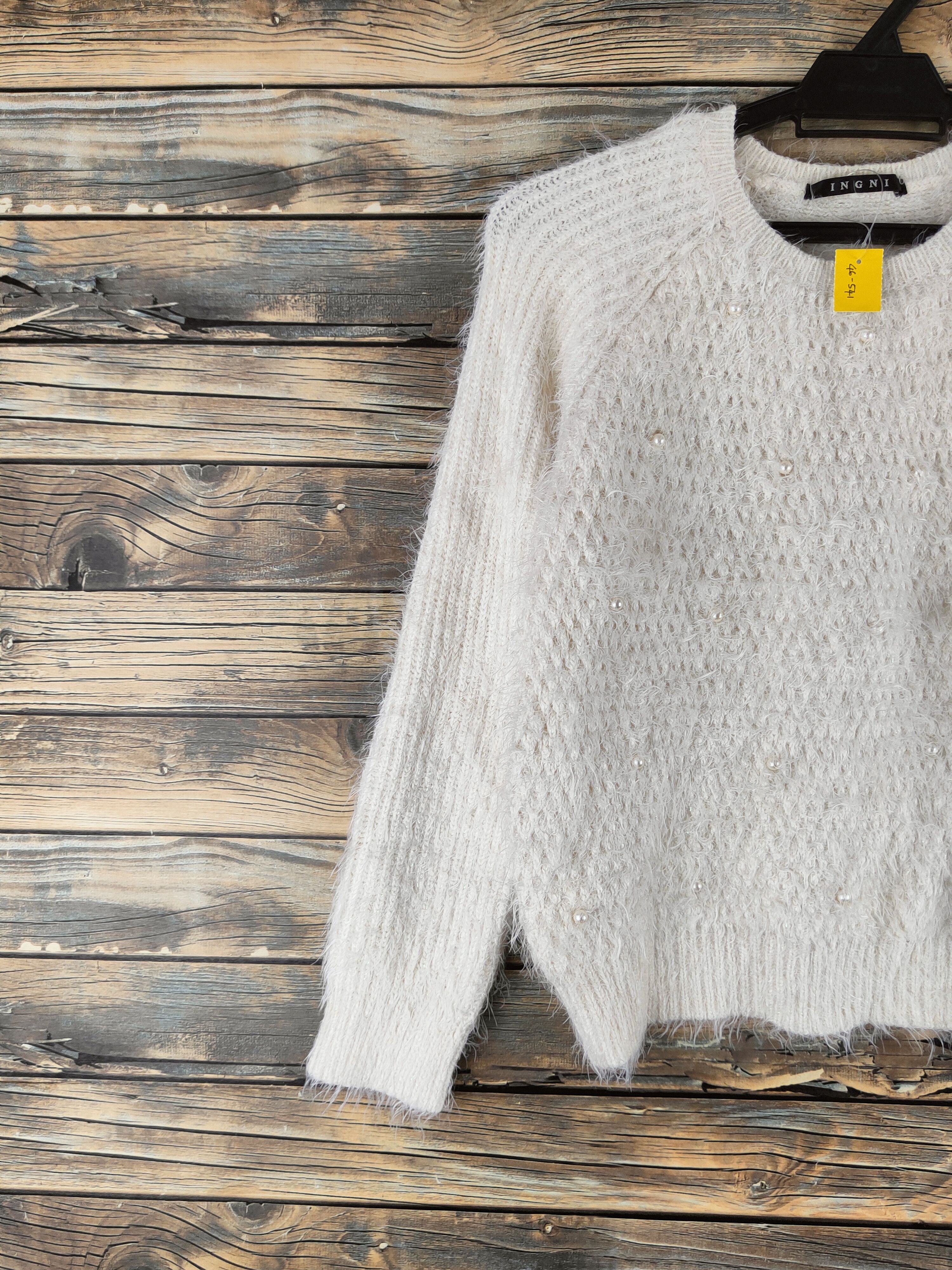 Japanese Brand DL Ingni Cream Fur Mohair Knitwear #46-541 Size M / US 6-8 / IT 42-44 - 3 Thumbnail