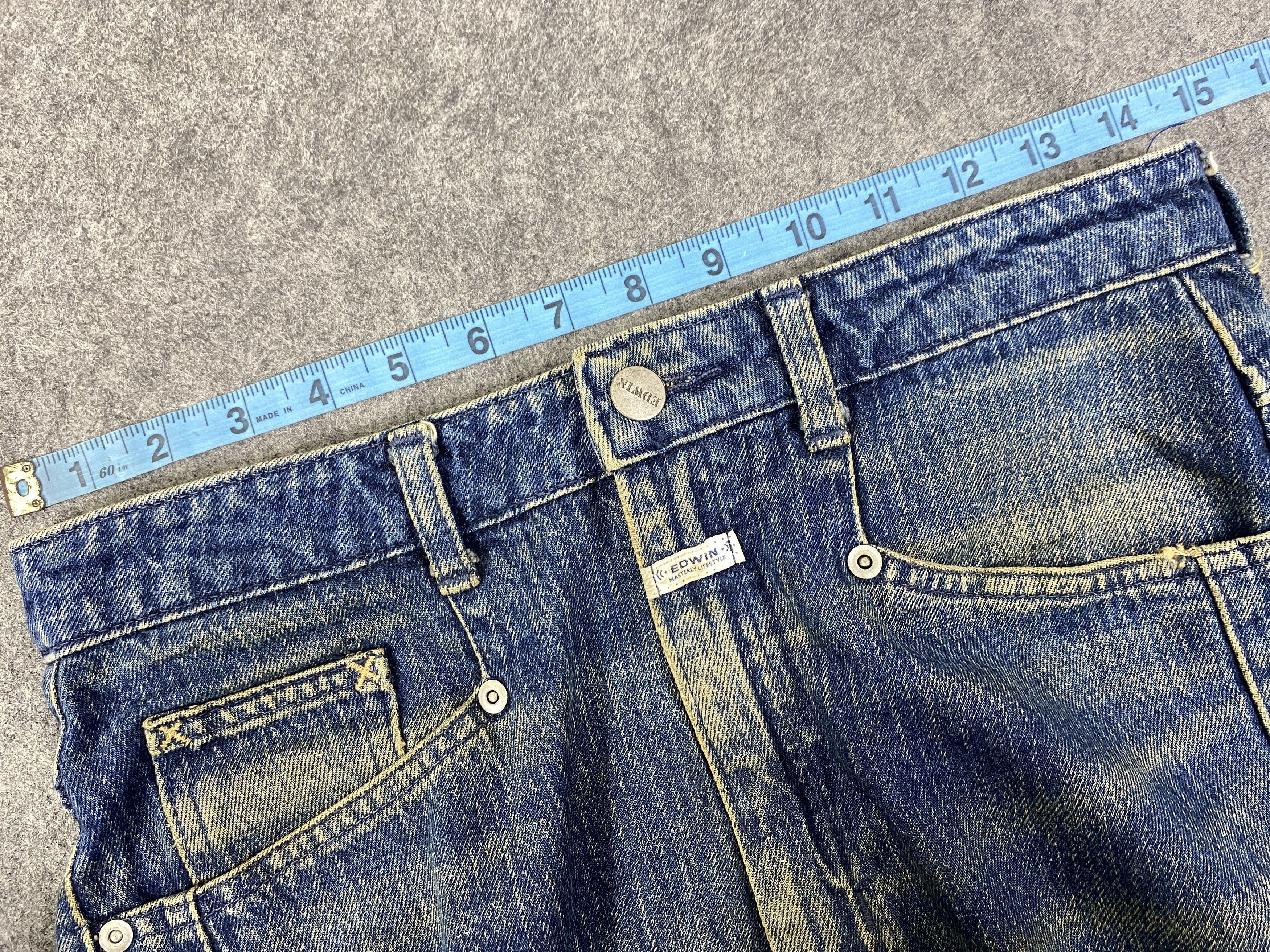Japanese Brand Dirty Blue Vintage Edwin Jeans 29x27 Denim- JN3317 Size US 29 - 5 Thumbnail