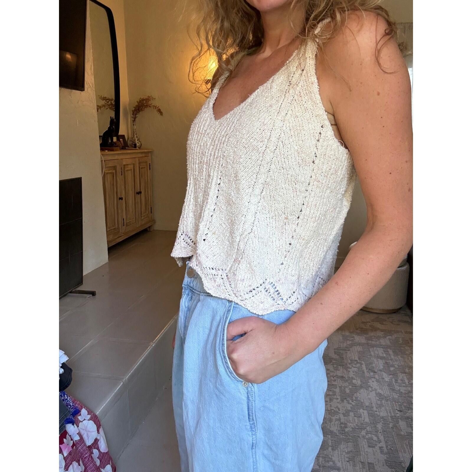 Other Anthropologie Cream Knit V-Neck Camisole Scalloped Hem L Size L / US 10 / IT 46 - 4 Thumbnail