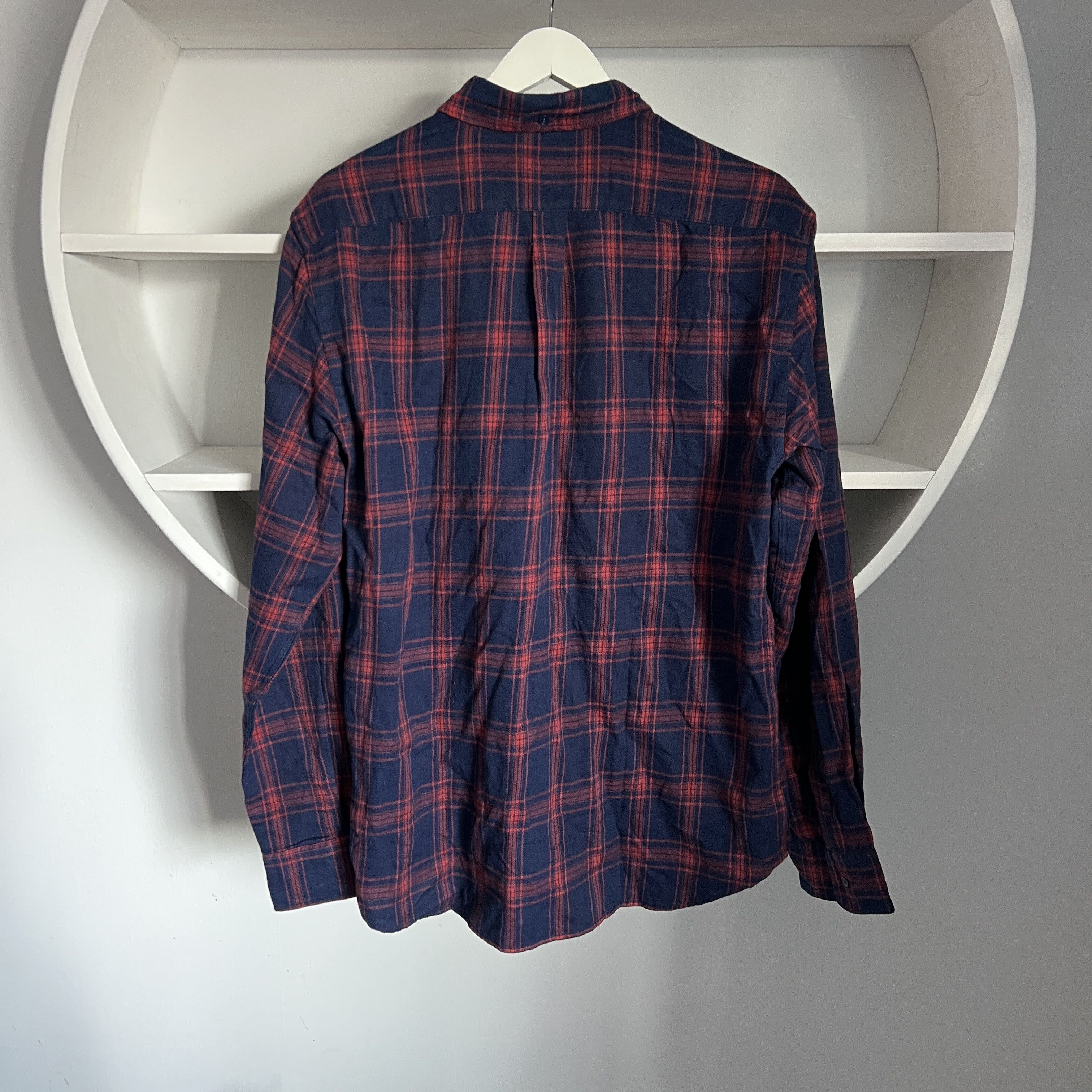 C.O.F. Studio Men's COF STUDIO BD FLANELL Indigo Blue Red Check Shirt Size US L / EU 52-54 / 3 - 3 Thumbnail