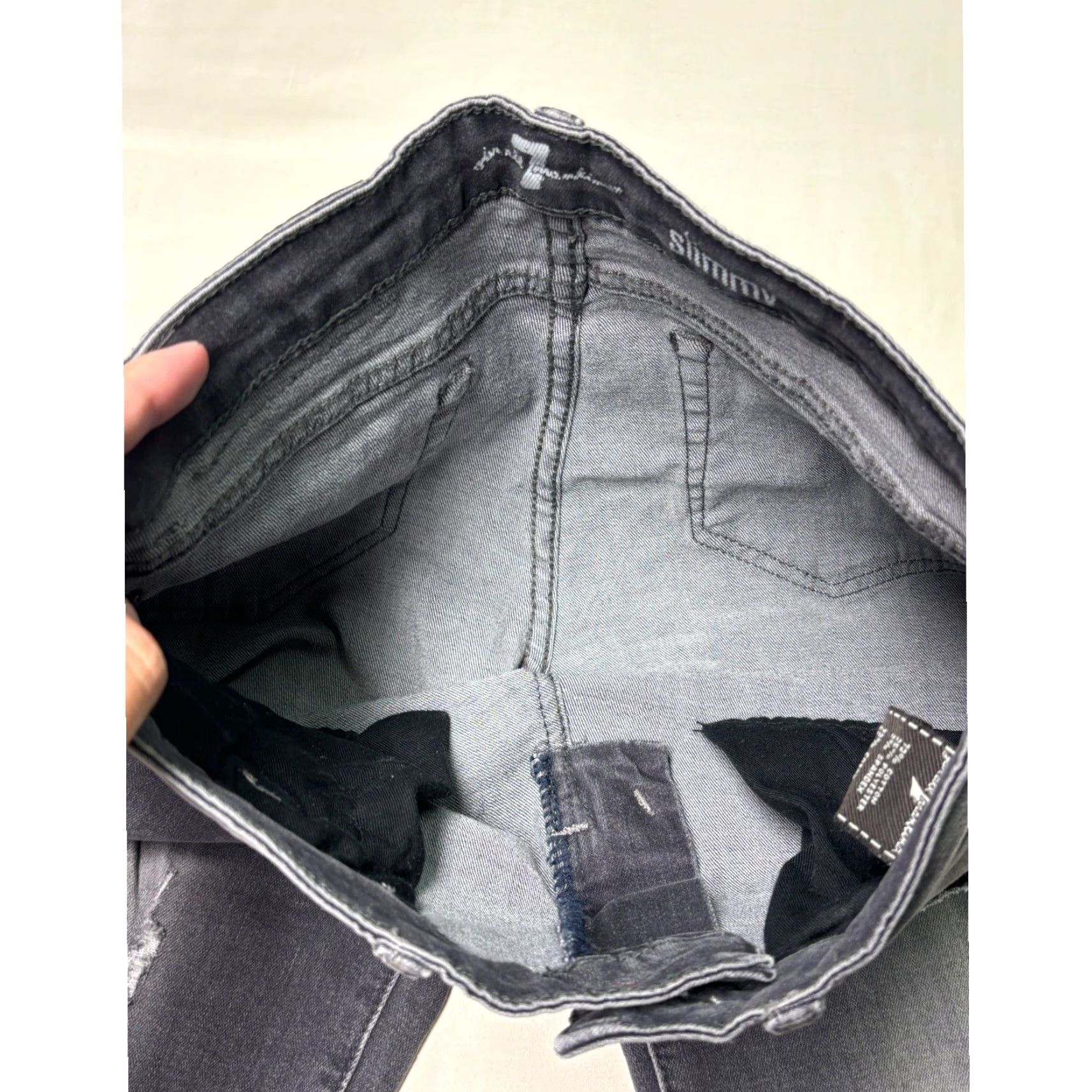 7 For All Mankind 7 For All Mankind Slimmy Jeans Women Slim Distressed Charcoal Wash 27 in Waist 12 26x27 Size 34" / US 12 / IT 48 - 4 Thumbnail