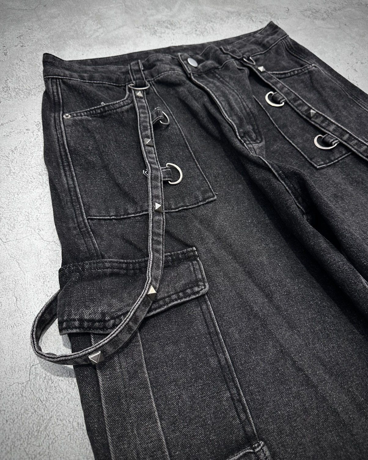 Vintage Y2k Romwe Bondage Wide Leg Denim Pants Jnco Dogtown Fubu Size US 29 - 5 Thumbnail