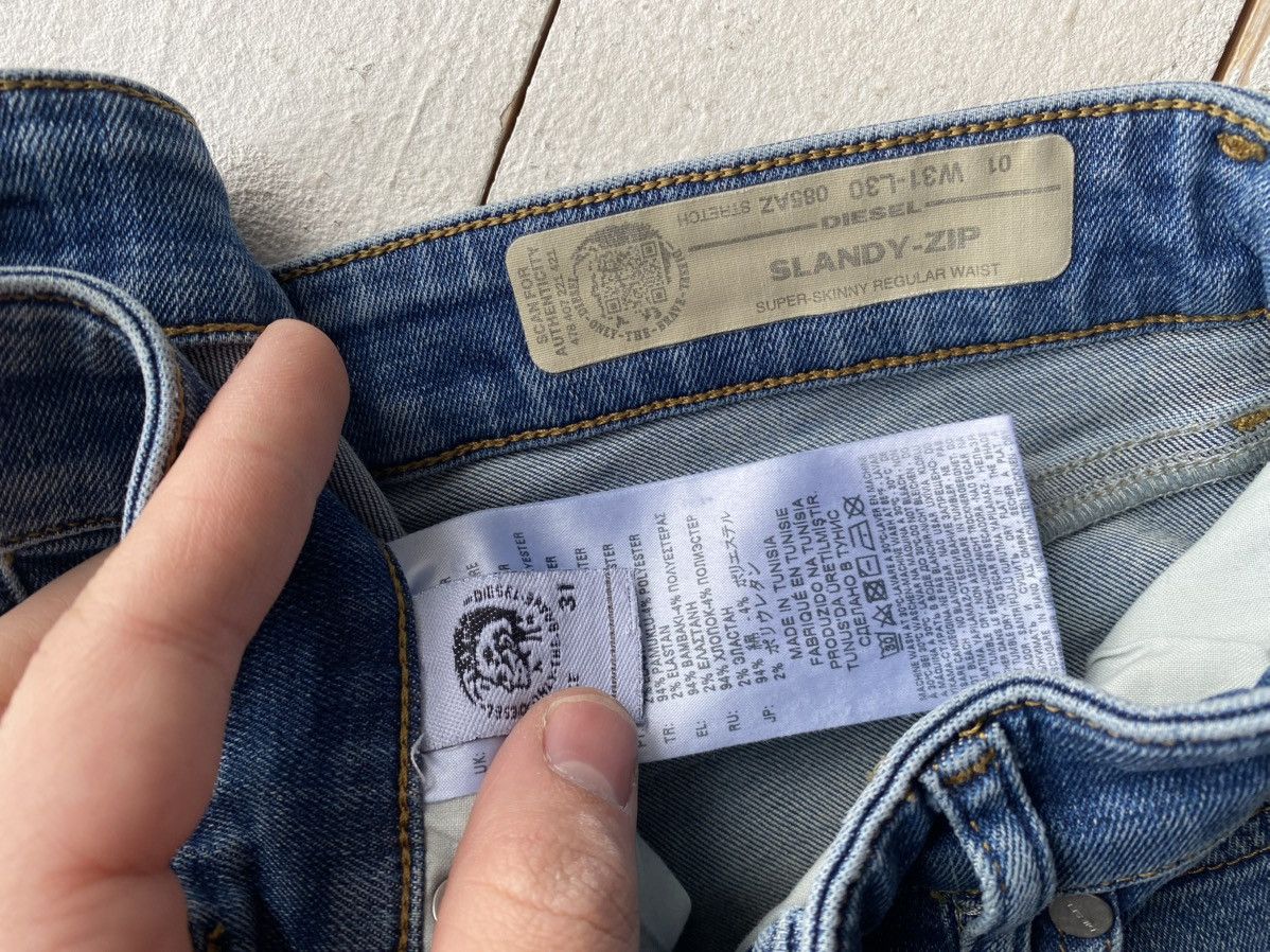 Diesel Luxury 00s Y2K Punk Diesel Slandy-Zip Super Skinny Jeans Size 31" - 6 Thumbnail