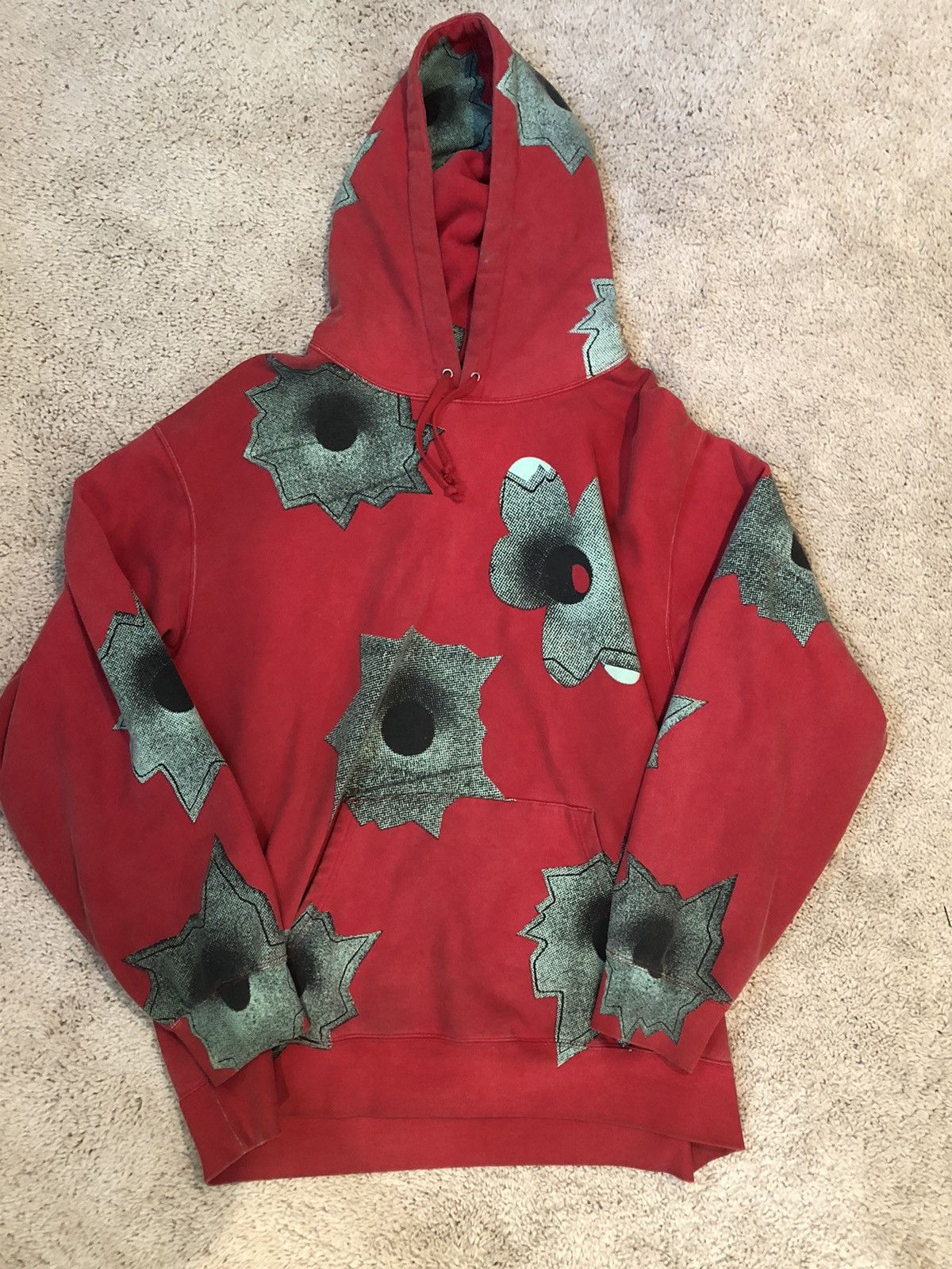 image of Supreme X Nate Lowman Bullet Hole Hoodie Red, Men's (Size XL)