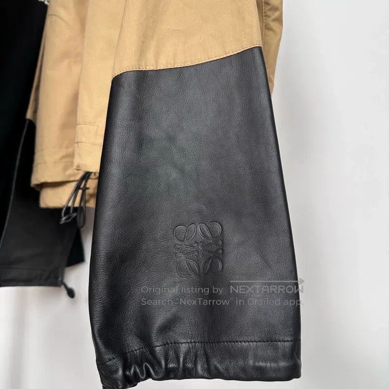Loewe Loewe Khaki Patch Leather Sleeve Classic Logo Windbreaker Size XS / US 0-2 / IT 36-38 - 3 Thumbnail