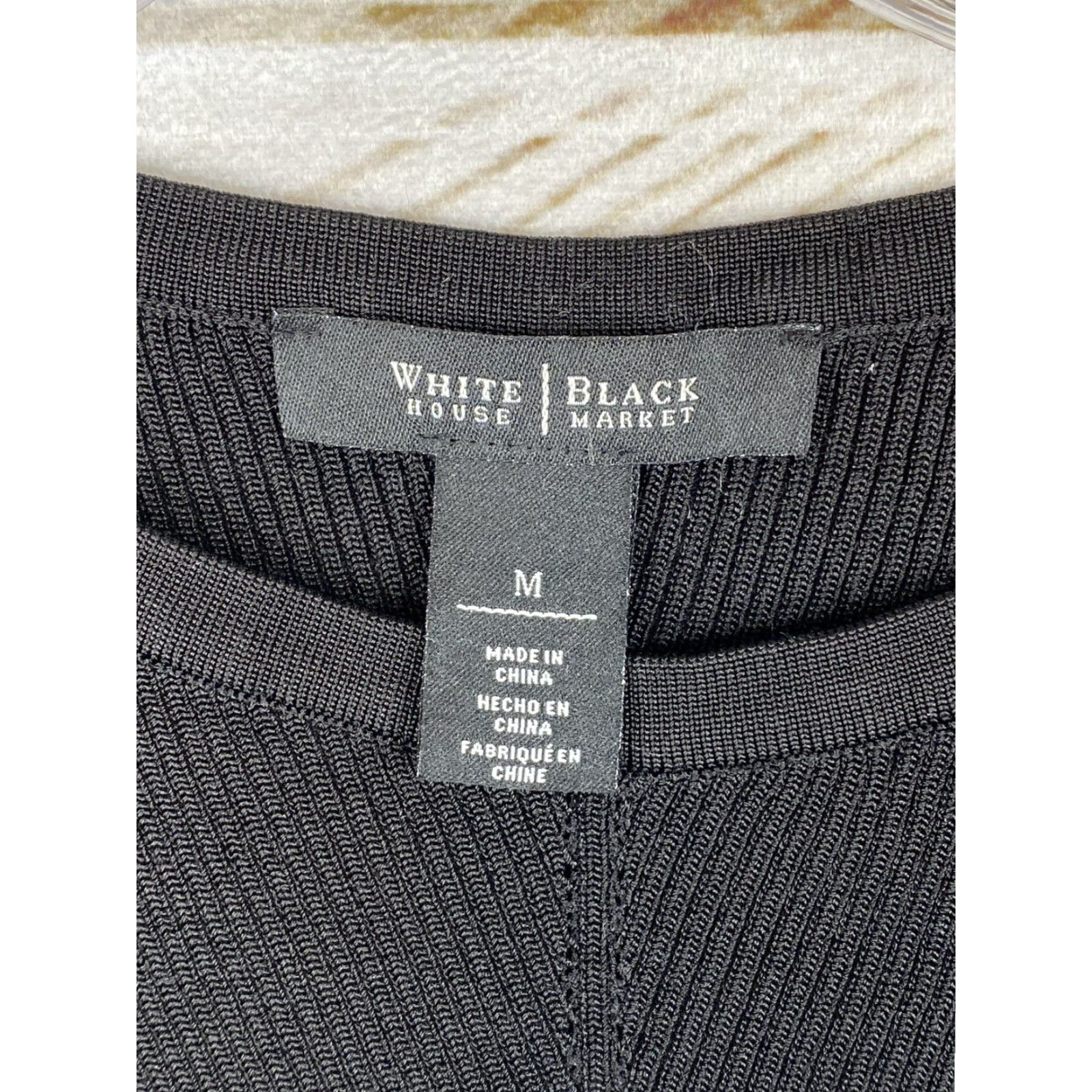 White House Black Market White House Black Market Tank Womens M Black Ribbed Knit Top Sleeveless Round Neck Stretch Pullover Casual Tunic Cardigan? Size M / US 6-8 / IT 42-44 - 3 Thumbnail