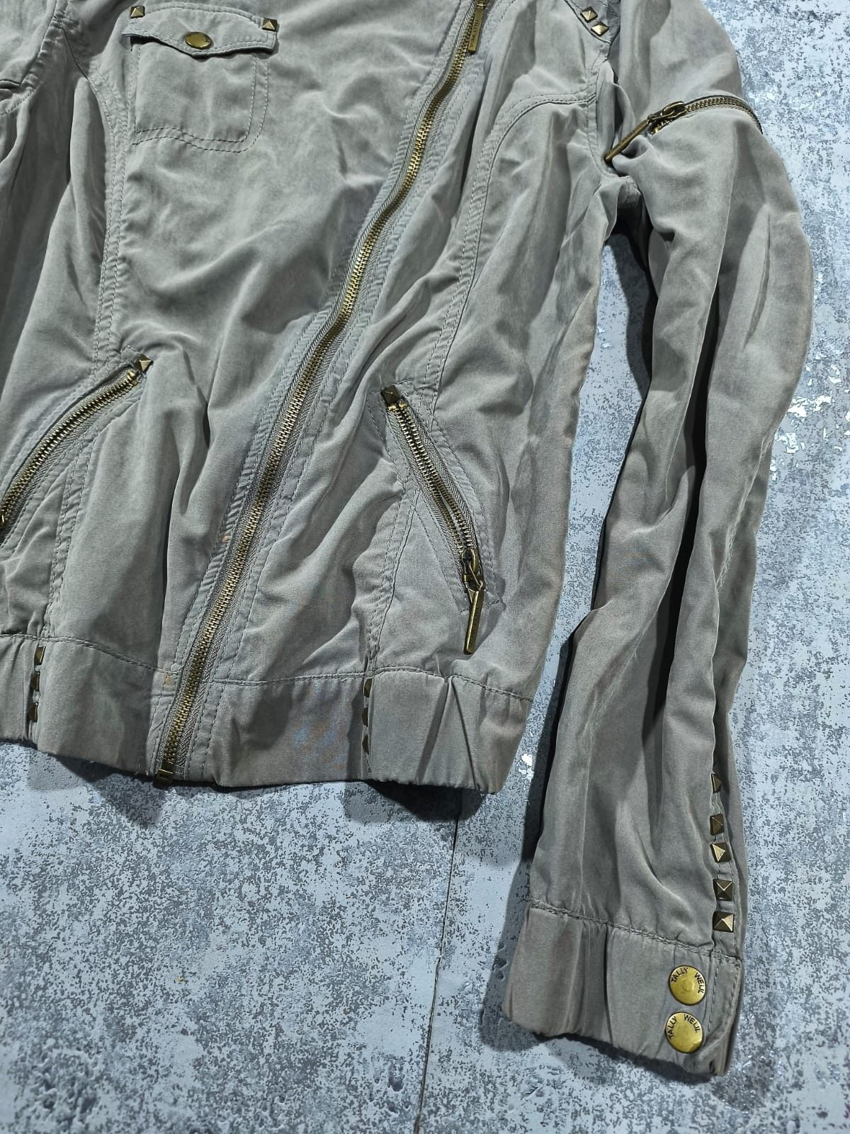 Other Studded Asymmetrical Zip Khaki Grunge Jacket Size S / US 4 / IT 40 - 4 Thumbnail