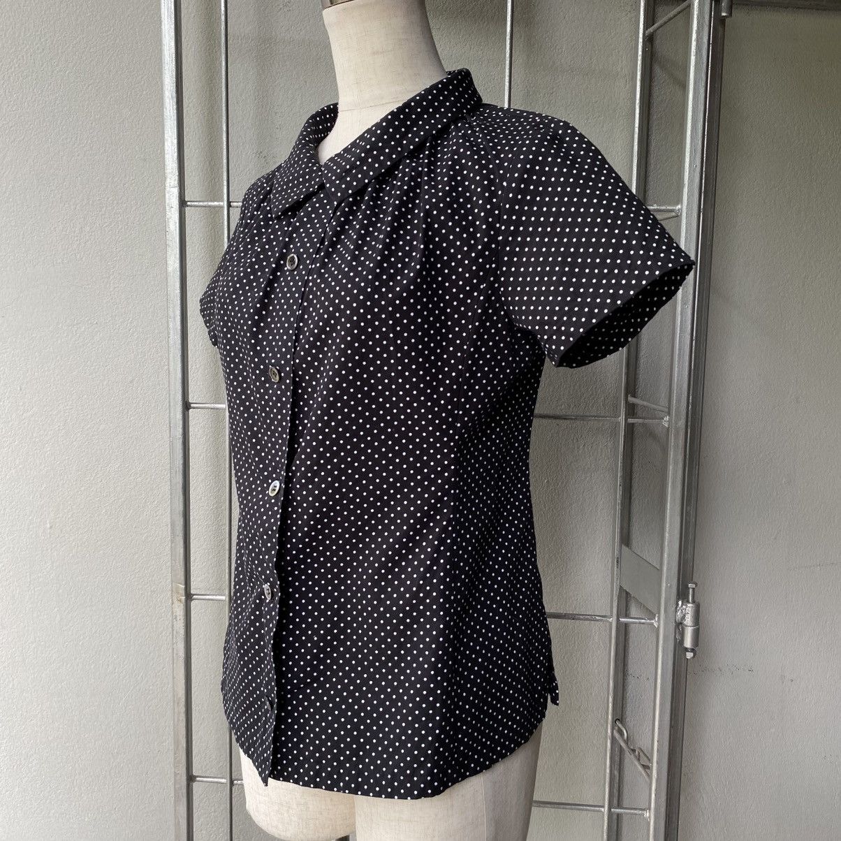 Japanese Brand A/T Black Dot Blouse with Peter Pan Collar Size S / US 4 / IT 40 - 15 Thumbnail