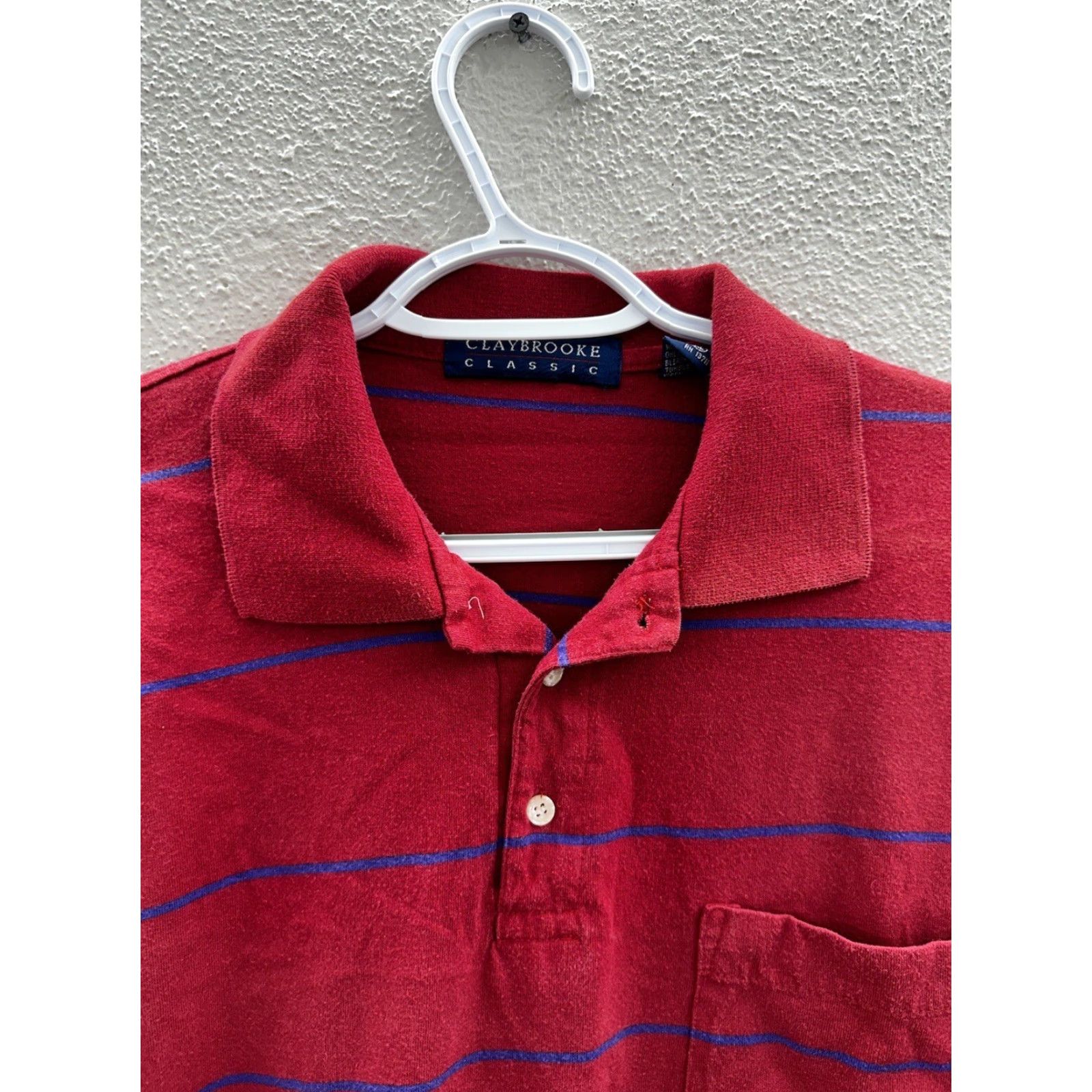 Vintage Claybrooke Classic Mens Polo Shirt XL Red Striped Short Sleeve Pocket Polo Shirt Mens XL Red Striped Short Sleeve Pocket Size US XL / EU 56 / 4 - 2 Thumbnail