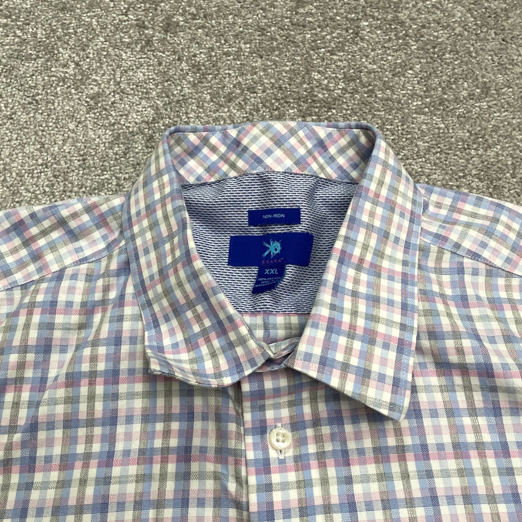 Egara Egara Shirt Mens 2XL Button-Down Plaid Cotton Non-Iron Multicolor All Seasons Breathable Casual Work Size US XXL / EU 58 / 5 - 3 Thumbnail