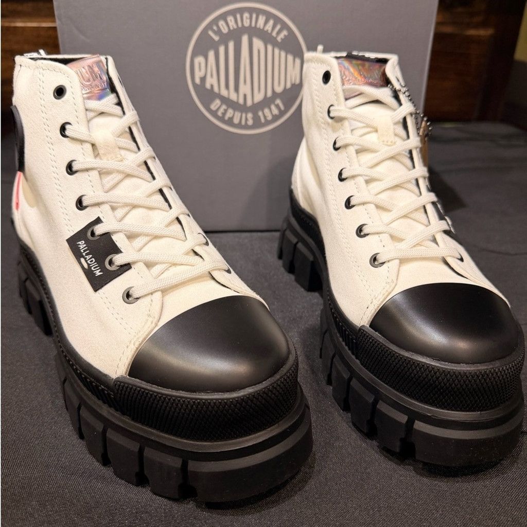 Palladium Women's Black and White High-Top Sneakers Size 8