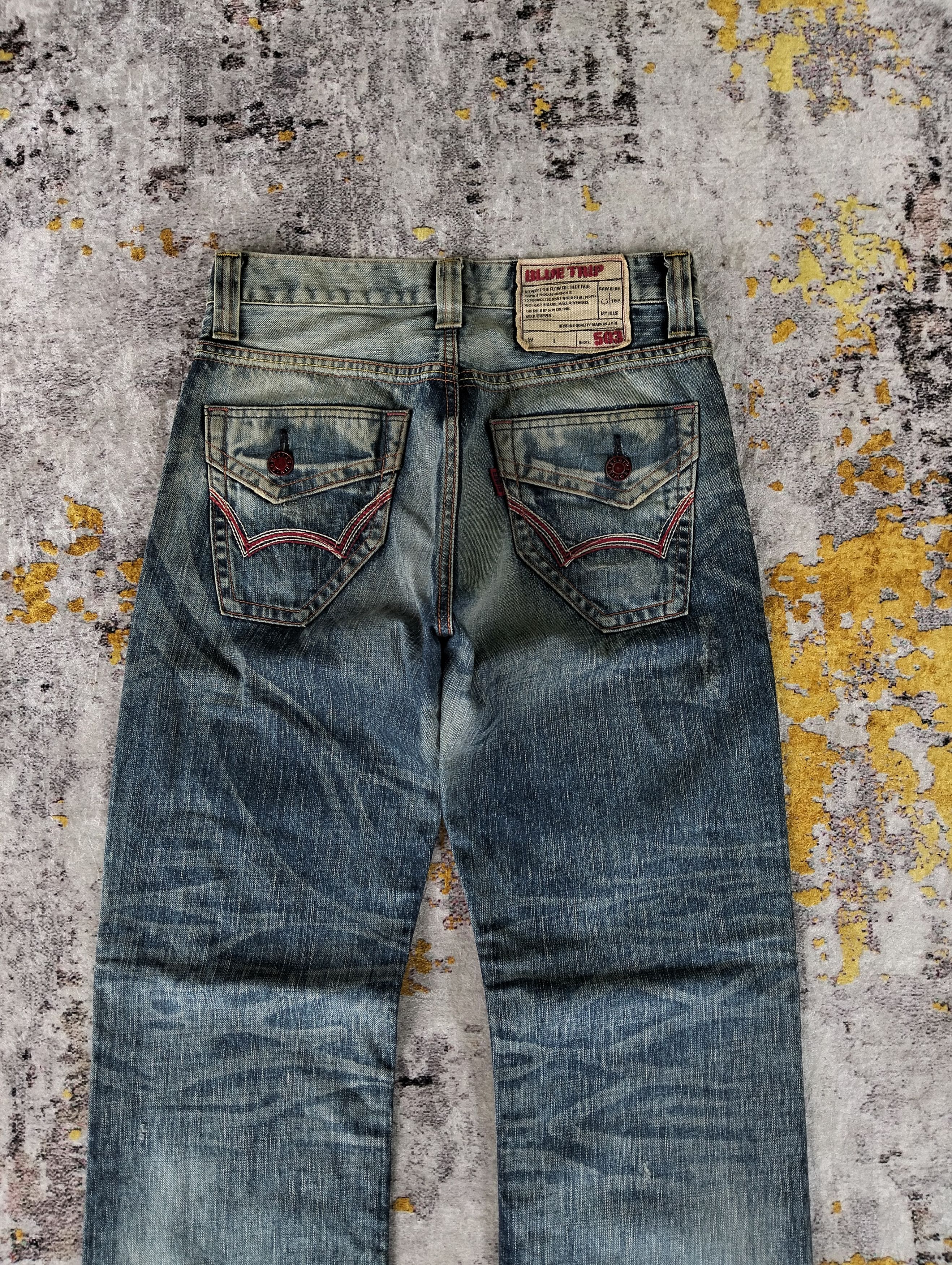 Edwin Ripped Edwin 503 Blue Trip Regular Straight Faded Jeans Size US 31 - 3 Thumbnail