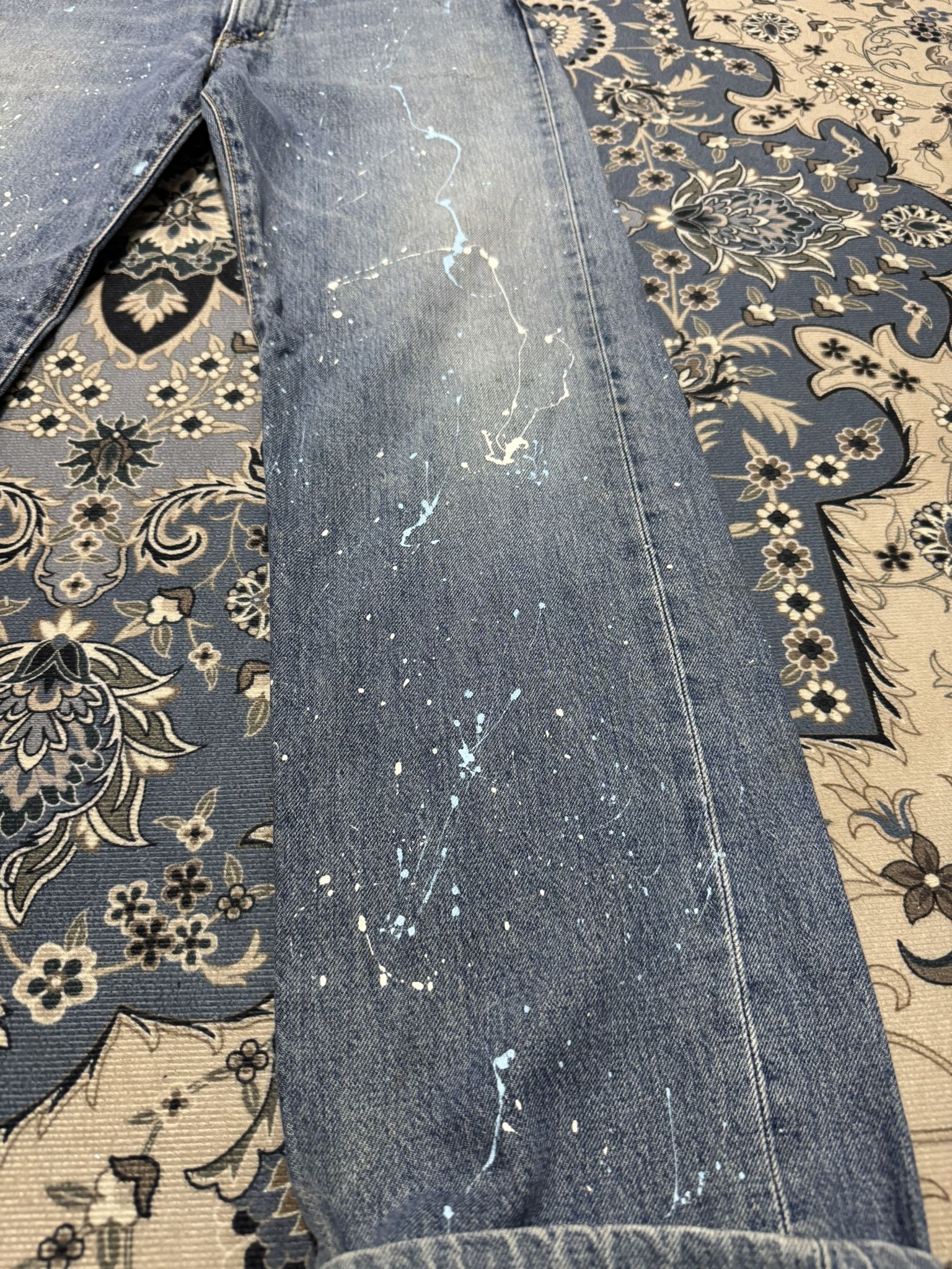 20471120 × Beauty Beast × Japanese Brand Vintage Edwin 505XX Selvadge Red Line Painted Jeans Pop Art Size US 29 - 5 Thumbnail
