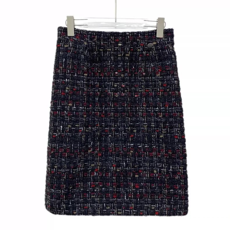 Chanel Chanel Color-matched logo buckle tweed skirt short skirt 25 Size 26" / US 2 / IT 38 - 1 Thumbnail