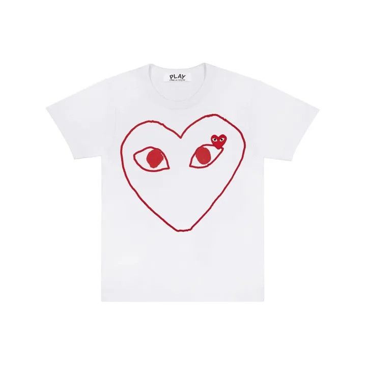 Comme des Garcons Comme des Garcons Play White Heart Short Sleeve Tee 0079 Size US XL / EU 56 / 4 - 1 Thumbnail