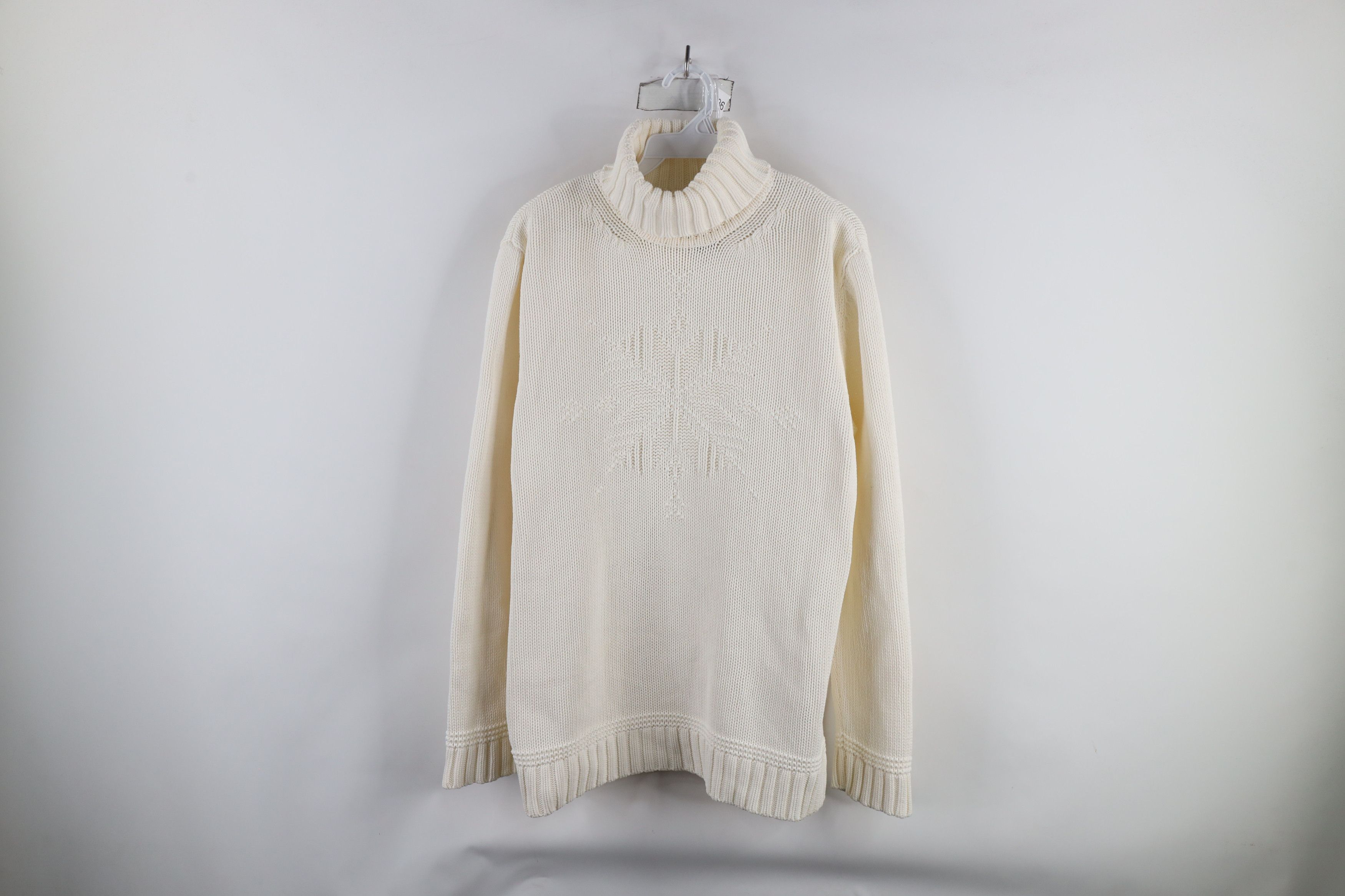Ralph Lauren × Vintage Vintage 90s Ralph Lauren Knit Snowflake Turtleneck Sweater Size L / US 10 / IT 46 - 1 Thumbnail