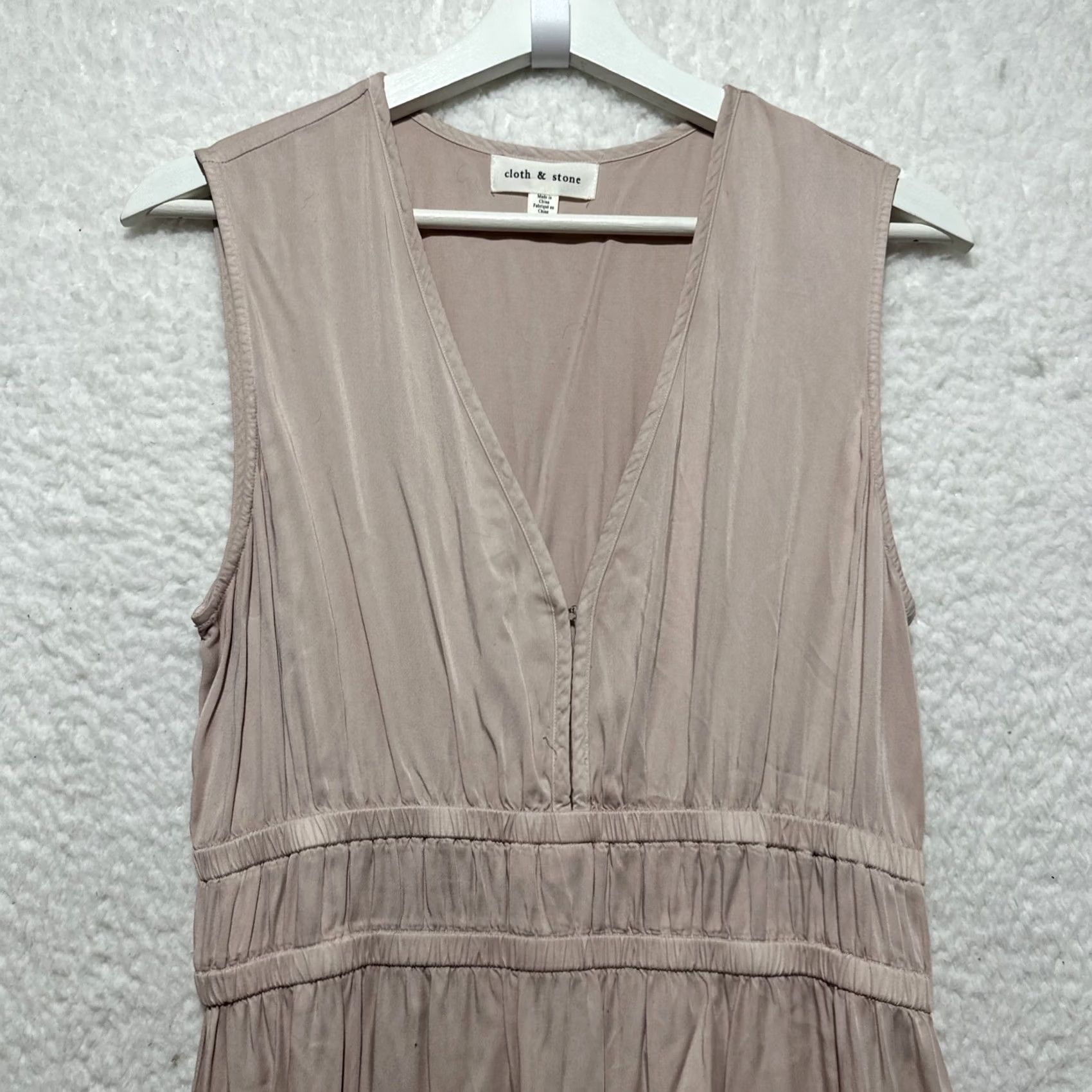 CLOT Cloth & Stone Sleeveless Women's M Deep-V Midi Dress Satin V-Neck Pullover Pink Size M / US 6-8 / IT 42-44 - 5 Thumbnail