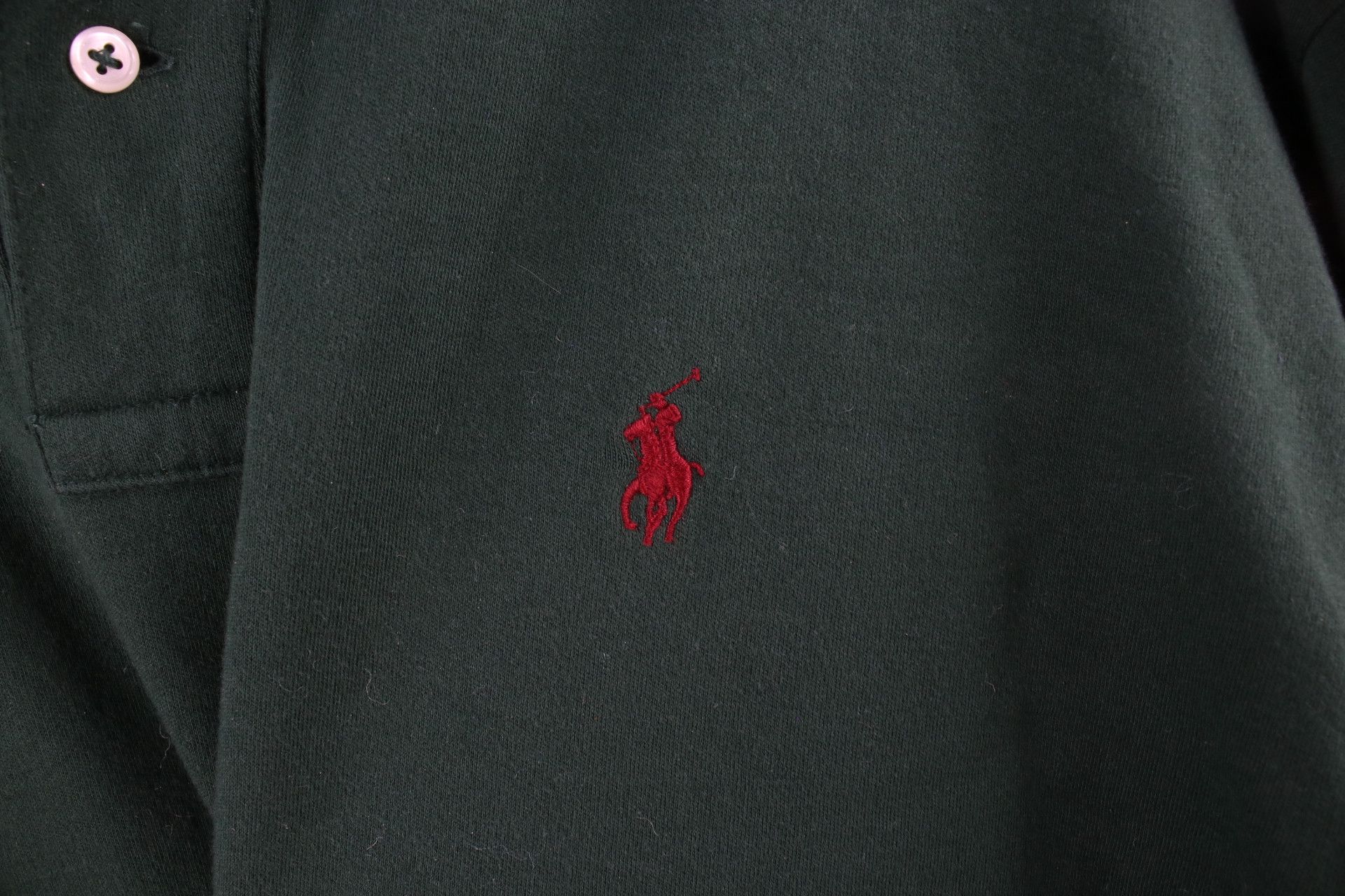 Ralph Lauren × Vintage Vintage 90s Ralph Lauren Long Sleeve Polo Shirt Hunter Green Size US XL / EU 56 / 4 - 4 Thumbnail