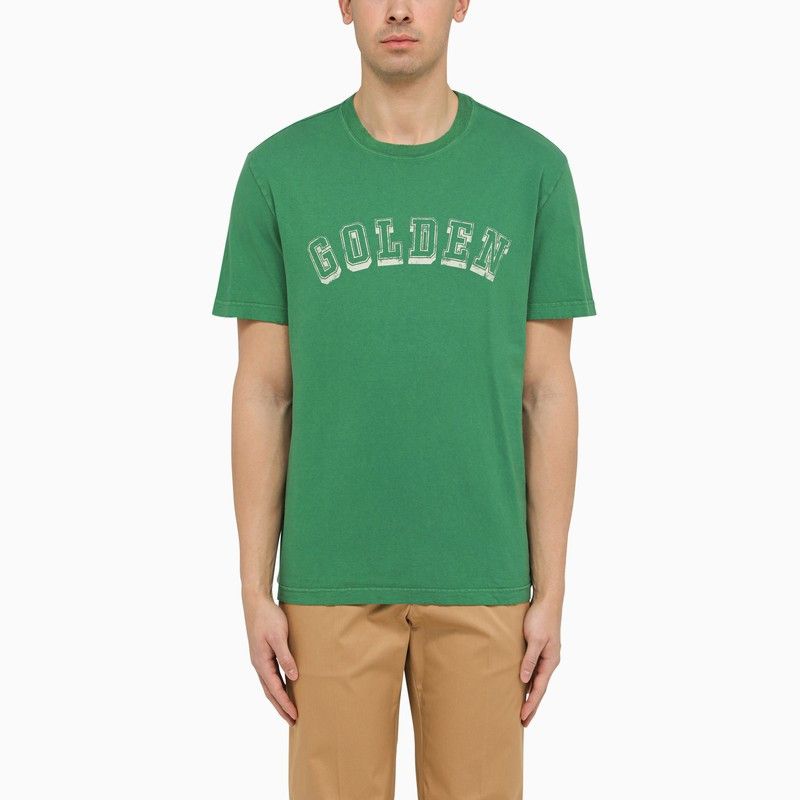 image of Golden Goose Green Cotton T-Shirt With Logo Print, Men's (Size XL)