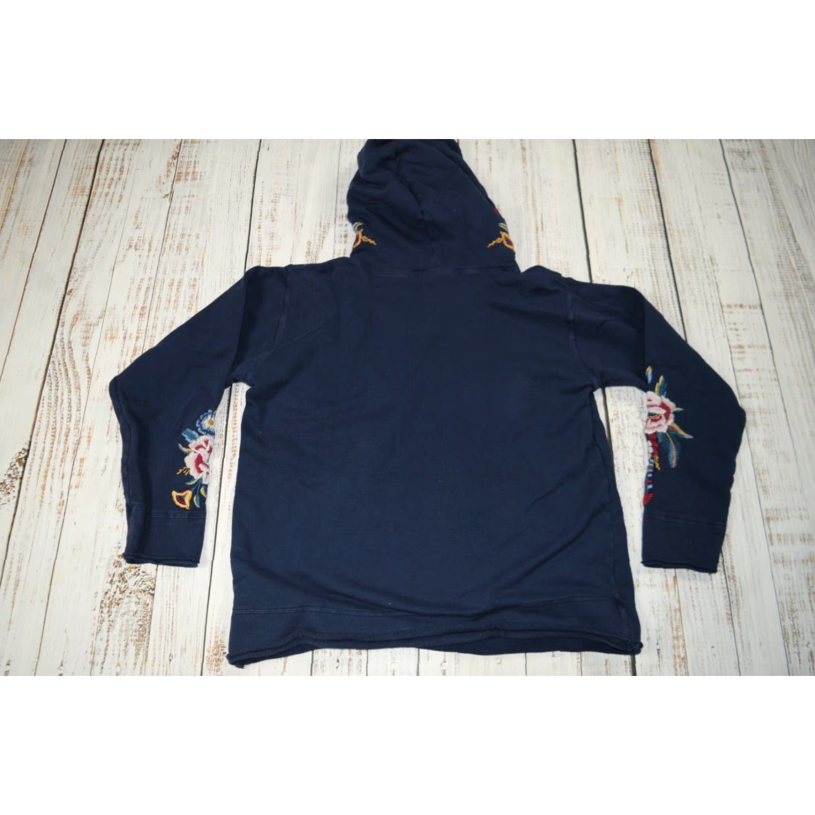 Johnny Was JOHNNY WAS Floral Pullover Hoodie Deep Blue Cotton Womens S Size S / US 4 / IT 40 - 8 Thumbnail