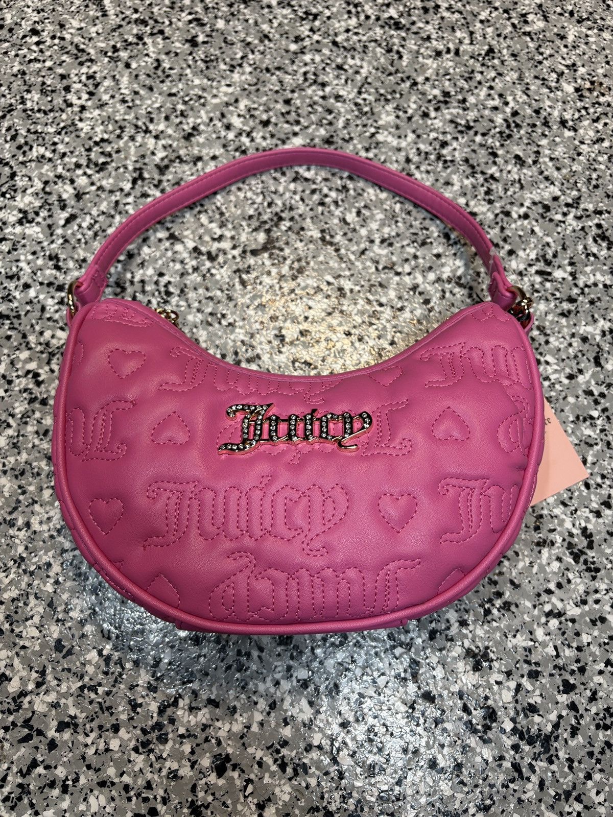 Juicy Couture Vintage Y2K Juicy Couture Hot Pink Heart Stitch Shoulder Bag Size ONE SIZE - 1 Thumbnail