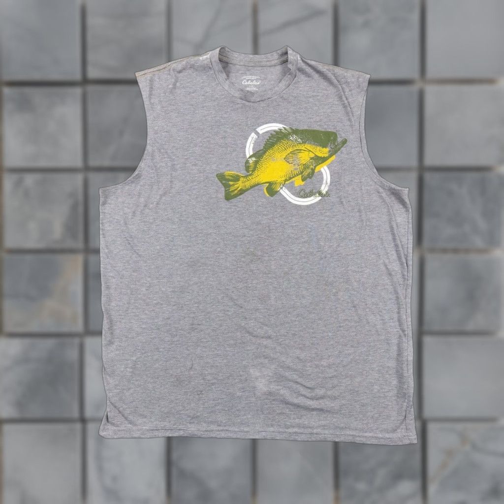 Vintage Cabela's Shirt Mens Large Gray Sleeveless Dri-Release Tee Fish Graphic Crew Neck Cotton All Seasons Men's T-Shirt Size US L / EU 52-54 / 3 - 1 Thumbnail