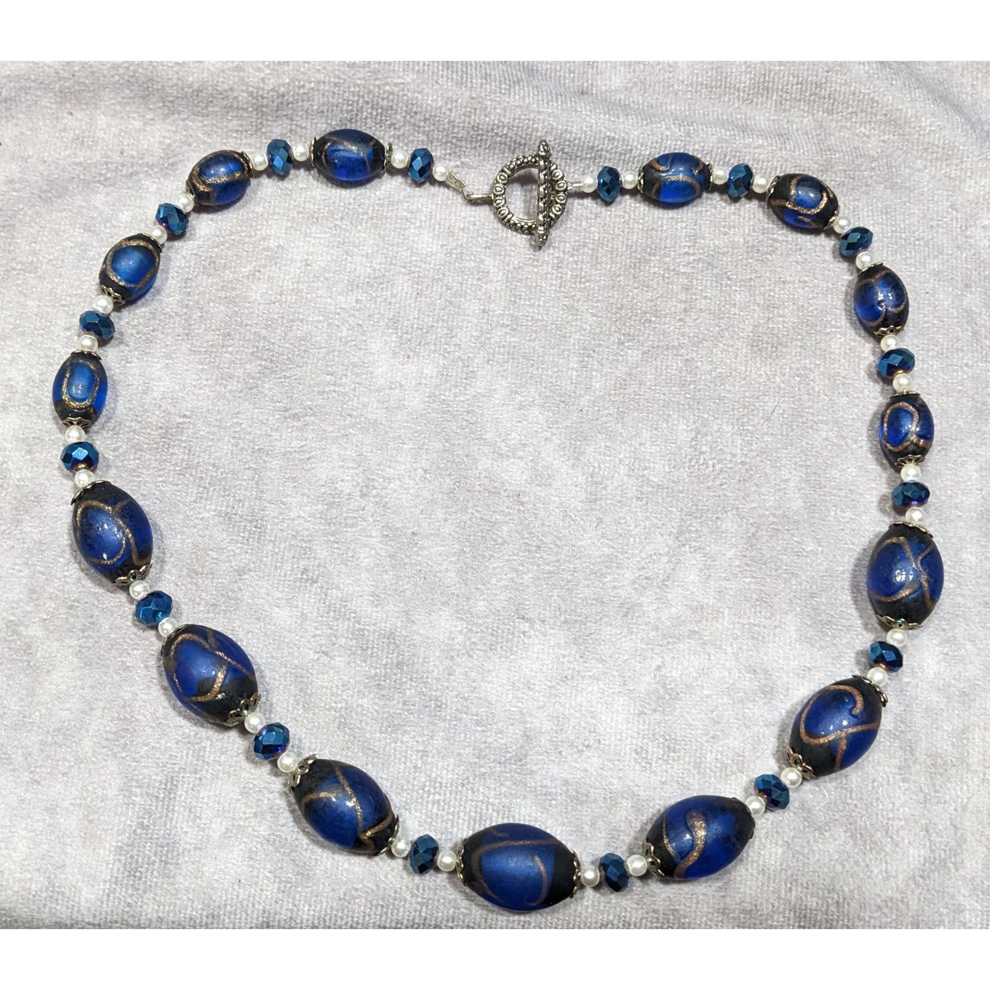 Other Regal Handmade Blue Glass And Faux Pearl Beaded Necklace Size ONE SIZE - 6 Thumbnail