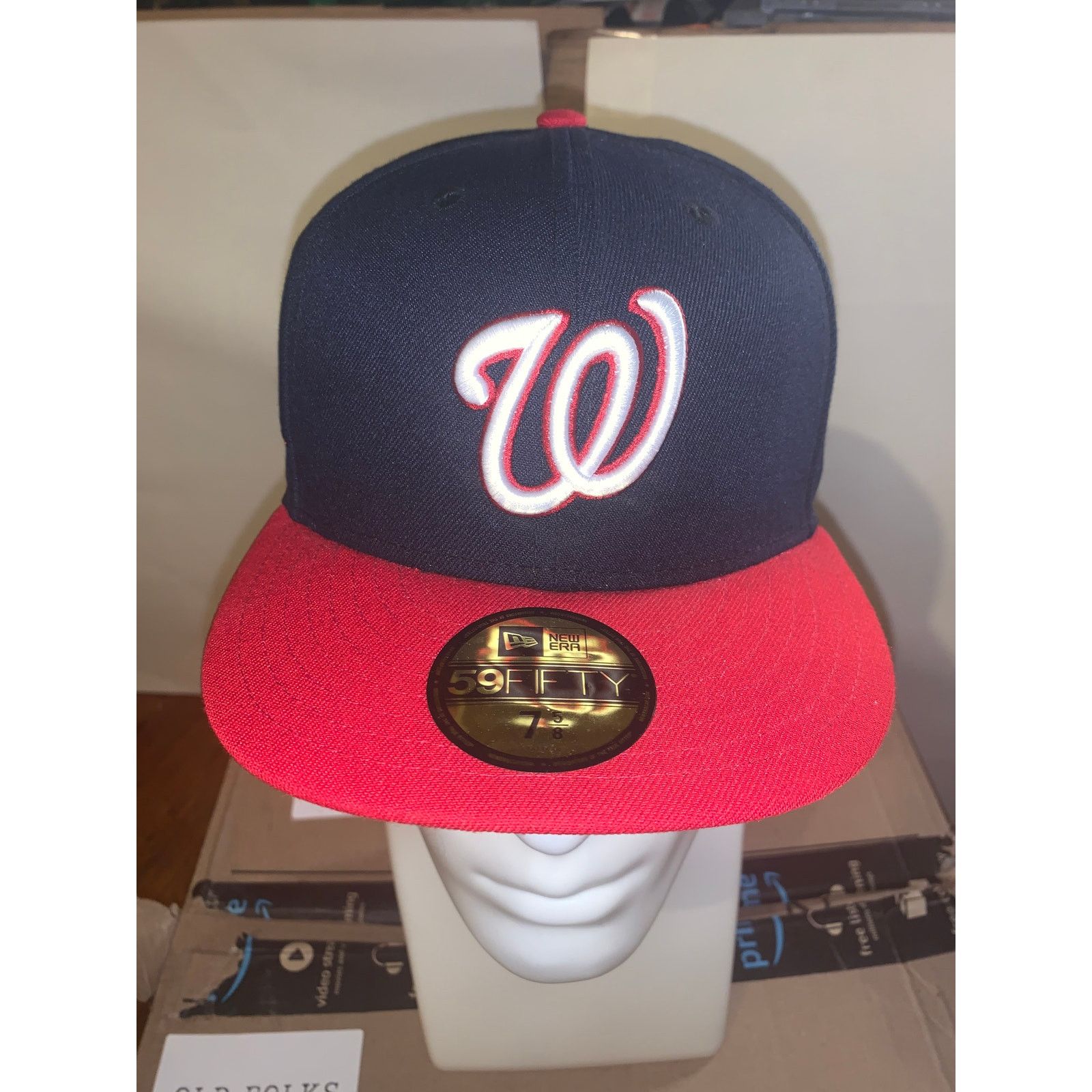 New Era Washington Nationals New Era Fitted Hat 7 5/8 Navy Red Size ONE SIZE - 1 Thumbnail