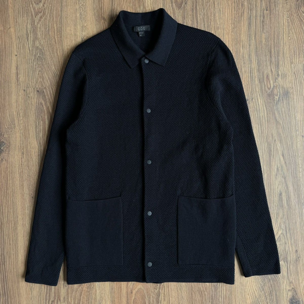 Cos COS Wool Knit Cardigan Snap Button Men’s S Navy Size US S / EU 44-46 / 1 - 1 Thumbnail