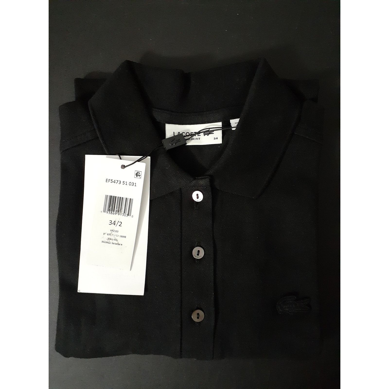 Lacoste Lacoste Women's Short Sleeve Slim Fit Stretch Dress black 2 Size XS / US 0-2 / IT 36-38 - 2 Thumbnail
