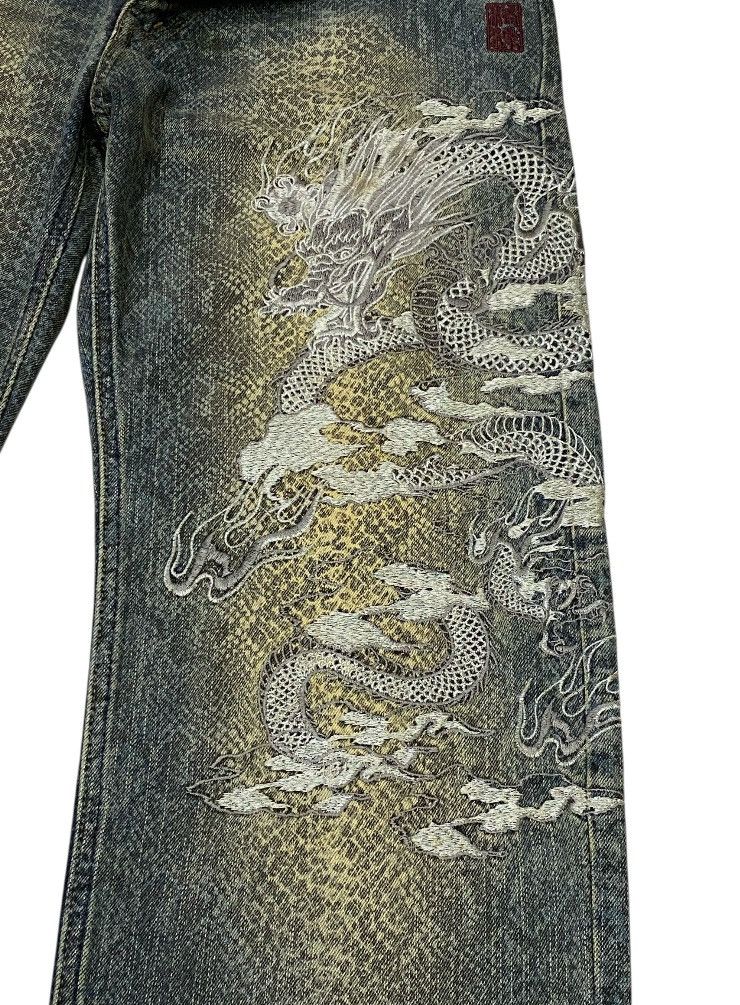Karakuri Tamashii Karakuri Tamashi Dragon Embroidery Snake Skin Pattern Denim Size US 30 / EU 46 - 6 Thumbnail