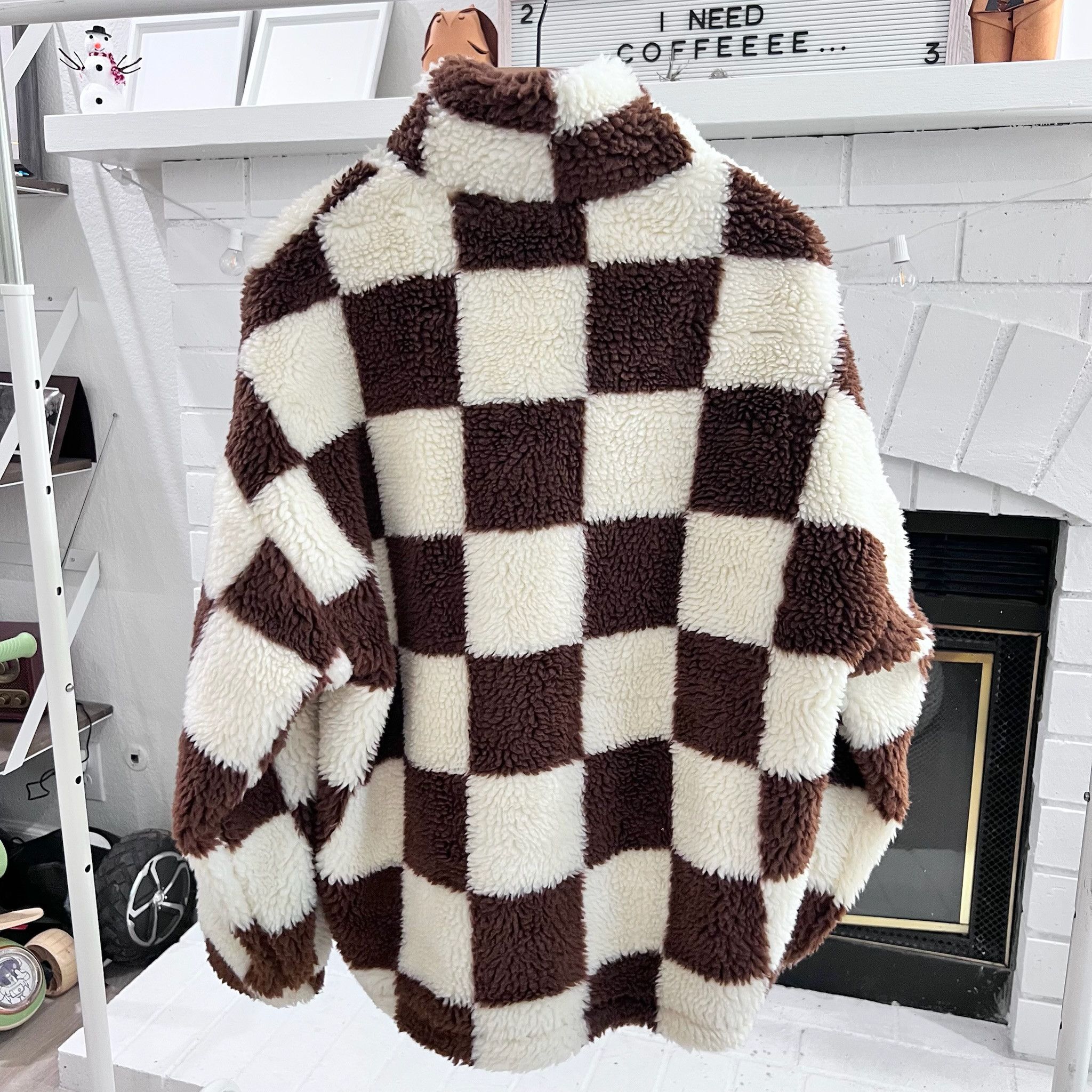 Zara Zara Deep Pile Checkered Fleece Plaid Sherpa Jacket Size US L / EU 52-54 / 3 - 7 Thumbnail