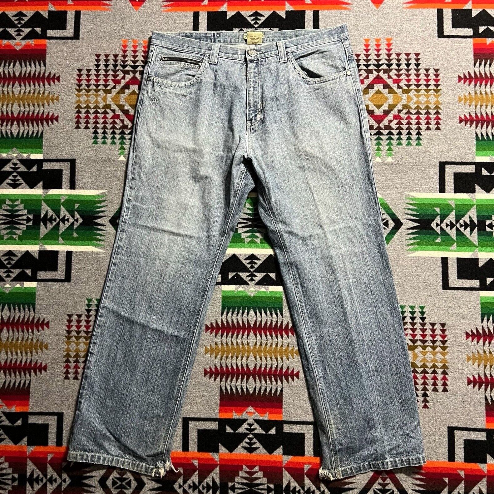 Image of Vintage Wide Leg Baggy Miskeen Jeans Size 40 Men’S Skate Denim Y2K Hip Hop D2 in White, Men's