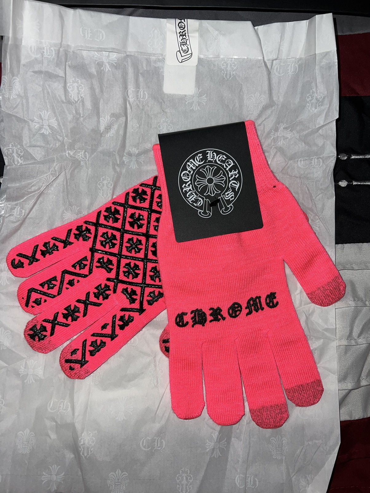 image of Chrome Hearts Gloves in Pink, Men's