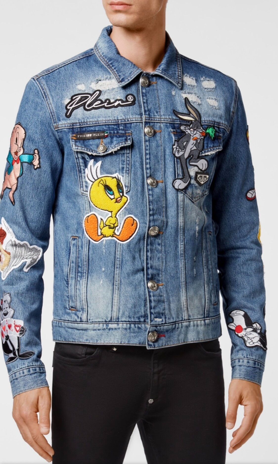 Philipp Plein Philipp Plein Looney Tunes Disney Denim Jacket Size US M / EU 48-50 / 2 - 1 Thumbnail