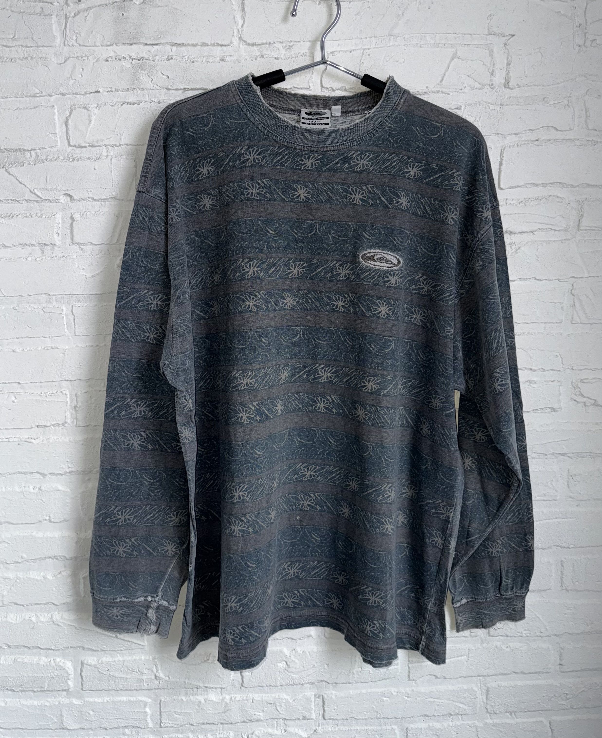 Vintage 90s Quiksilver abstraction distressed long sleeve