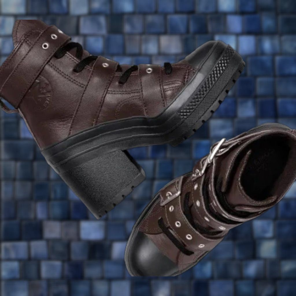 Converse Converse Chuck 70 De Luxe Heel Leather Buckles Women 6 Brown Black Grunge Punk Shoes Size US 6 / IT 36 - 1 Thumbnail
