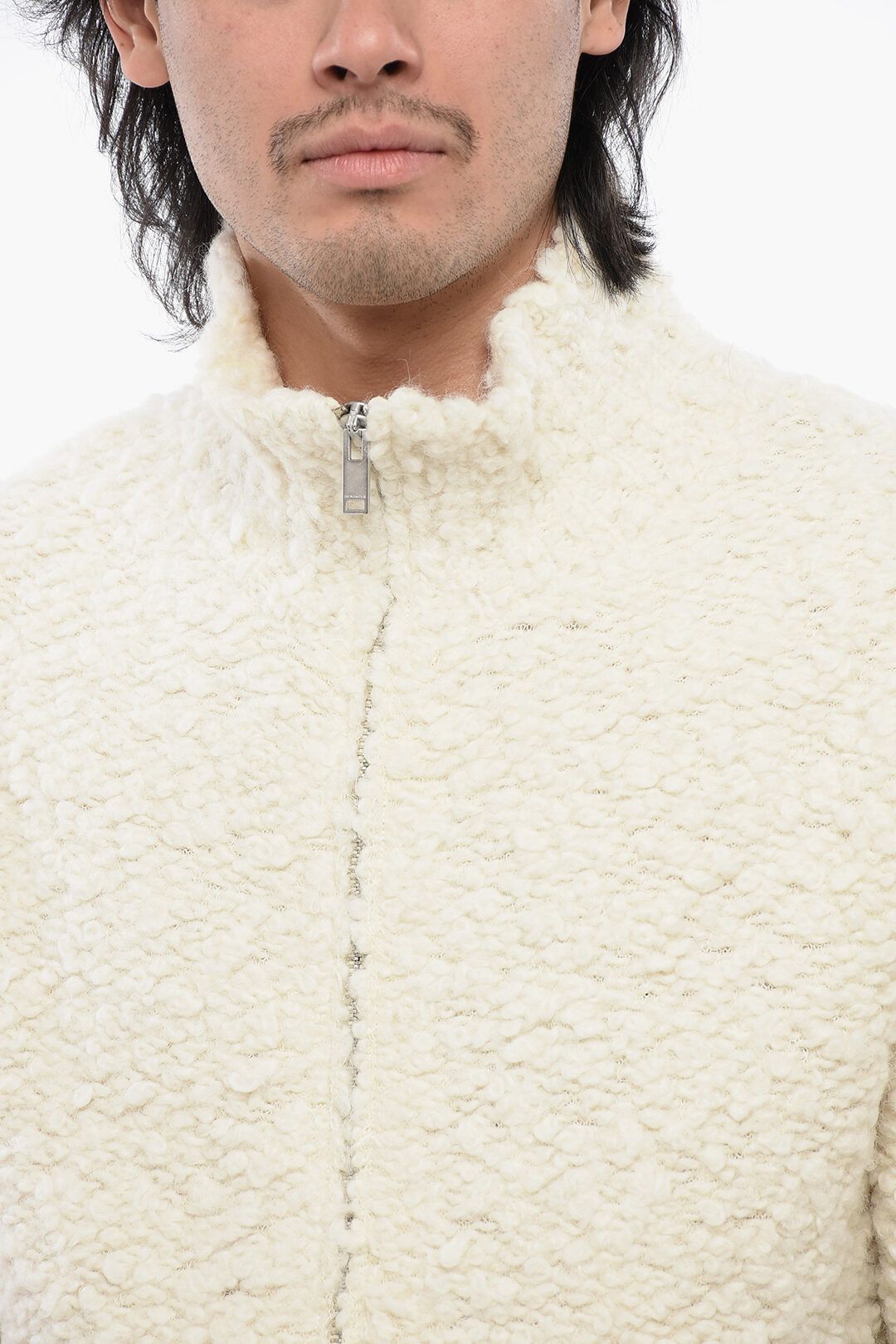 Jil Sander og1mm0625 Bouclé Wool Cardigan in Beige Size US M / EU 48-50 / 2 - 3 Thumbnail