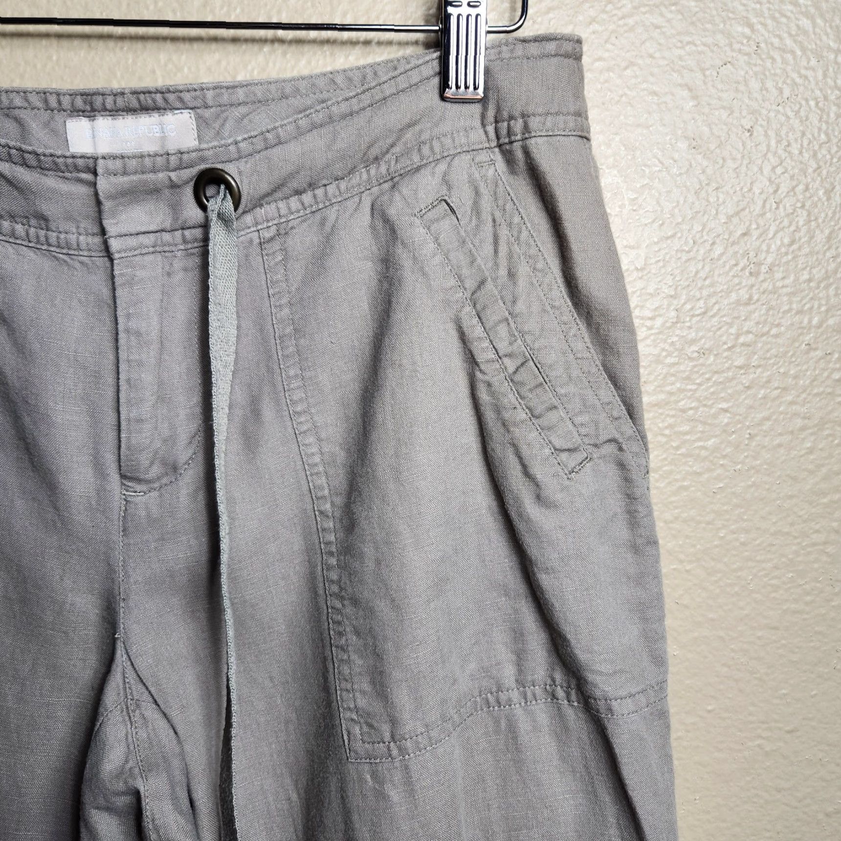 Banana Republic Banana Republic Womens Ryan Fit Pant Wide-Leg Linen Tan 4 | Linen Blend Beach Casual Pockets Bottoms Size 27" / US 4 / IT 40 - 2 Thumbnail