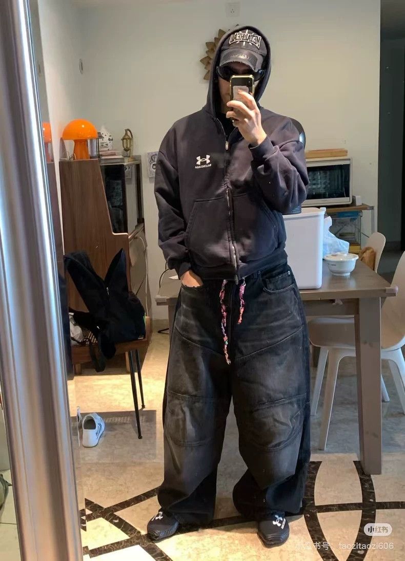 Balenciaga Balenciaga size M Black waxed waist drawstring strap loose Size US 27 - 6 Thumbnail