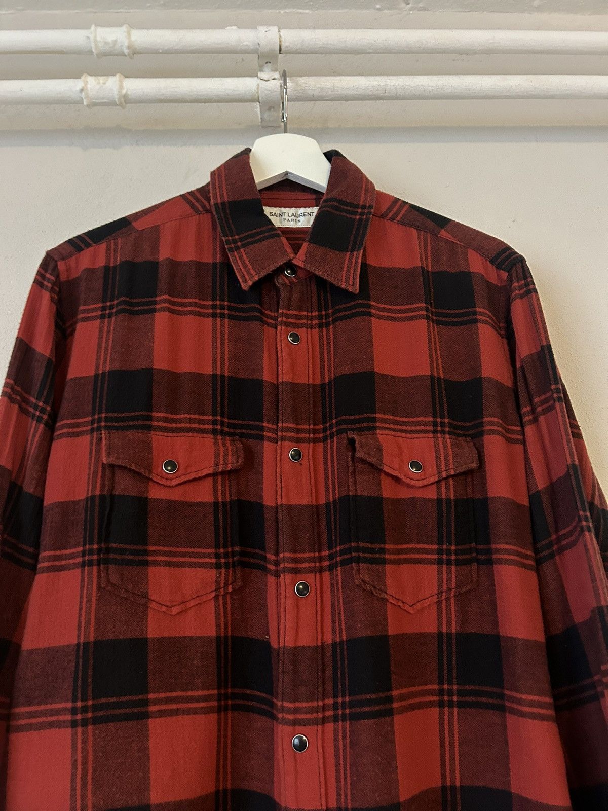 Saint Laurent Paris Saint Laurent red and black checked western shirt in size S Size US S / EU 44-46 / 1 - 8 Thumbnail