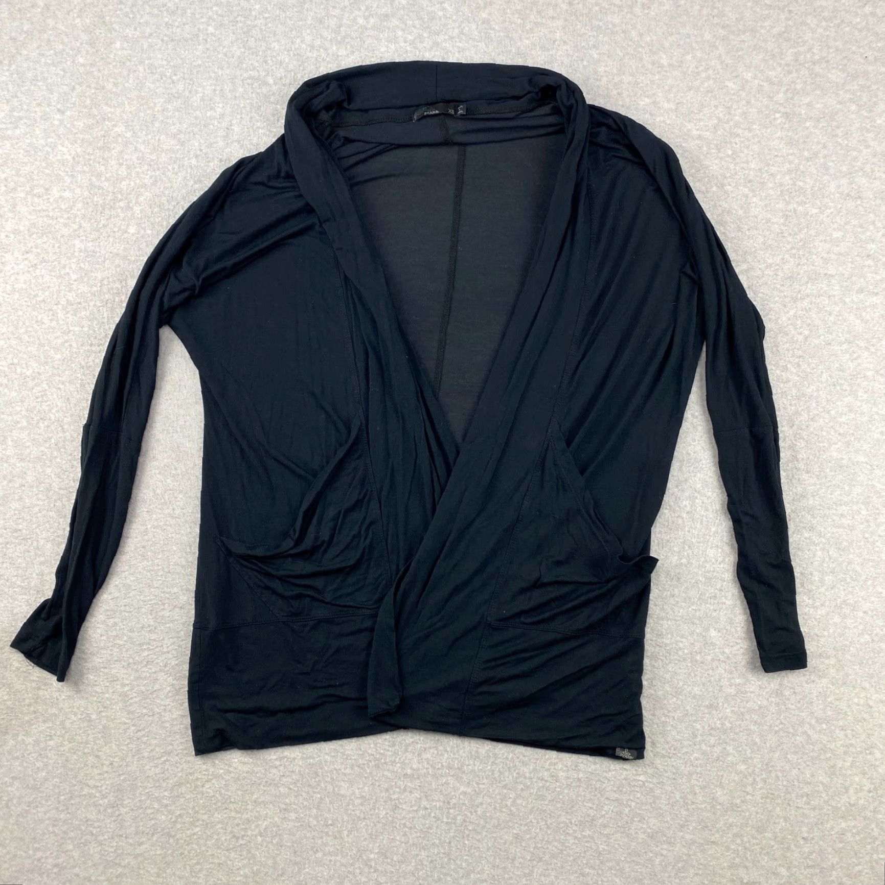 Prana VINTAGE: No, Prana Cardigan XS Womens Black Munra Wrap Lightweight Open Front Modal Pockets Shirt Size XS / US 0-2 / IT 36-38 - 2 Thumbnail
