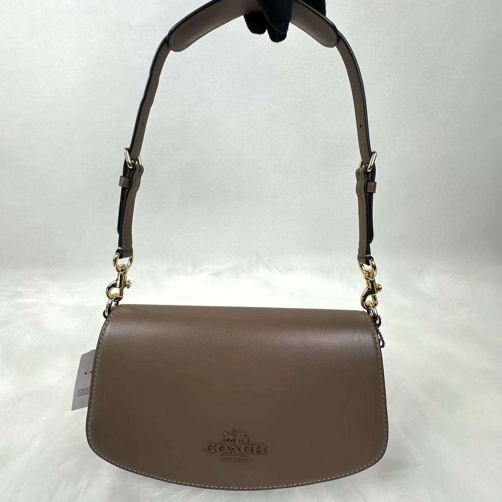 Coach COACH Andrea Shoulder Bag Smooth Leather/Gold/Dark Stone NWT Size ONE SIZE - 1 Thumbnail