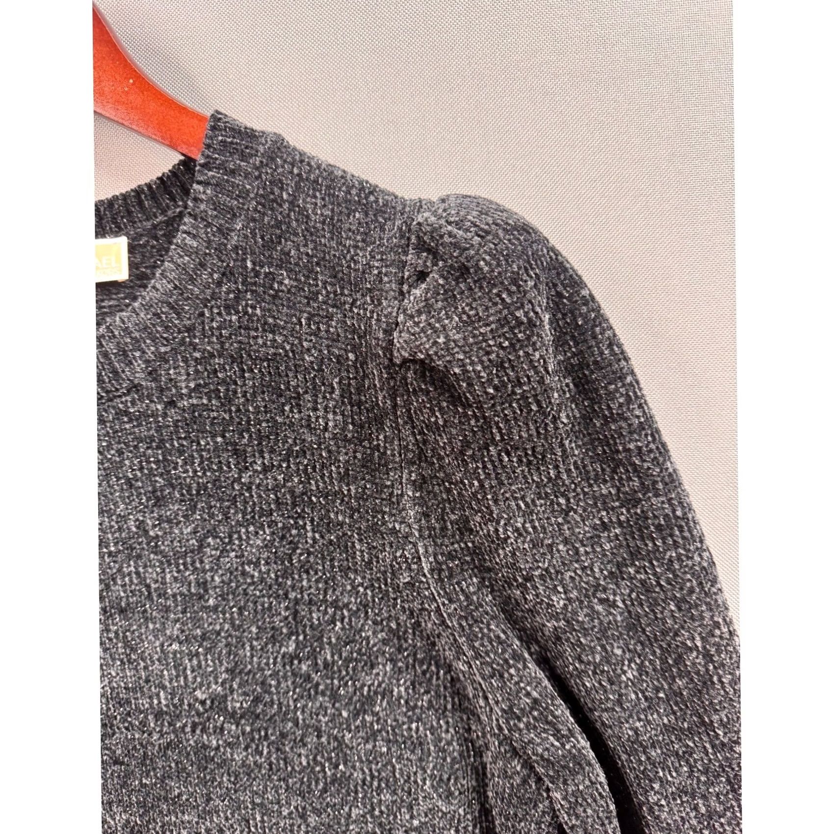 Vintage Michael Kors Womens Chenille Puff Sleeve Crew Neck Sweater M Charcoal Gray Size M / US 6-8 / IT 42-44 - 2 Thumbnail